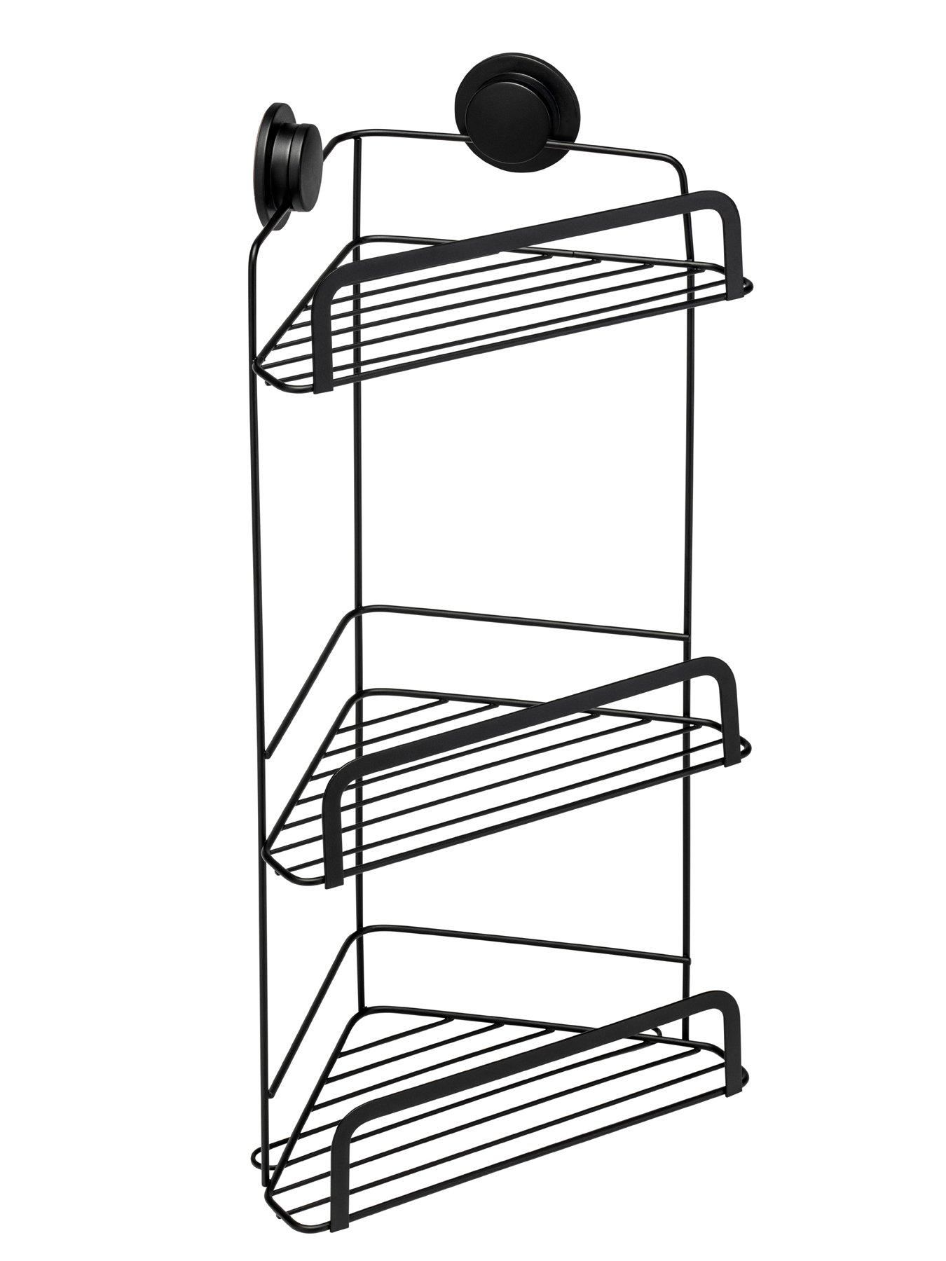 Image 2 of 8 of Croydex Stick &lsquo;n&rsquo; Lock 3-Tier Bathroom Corner Basket