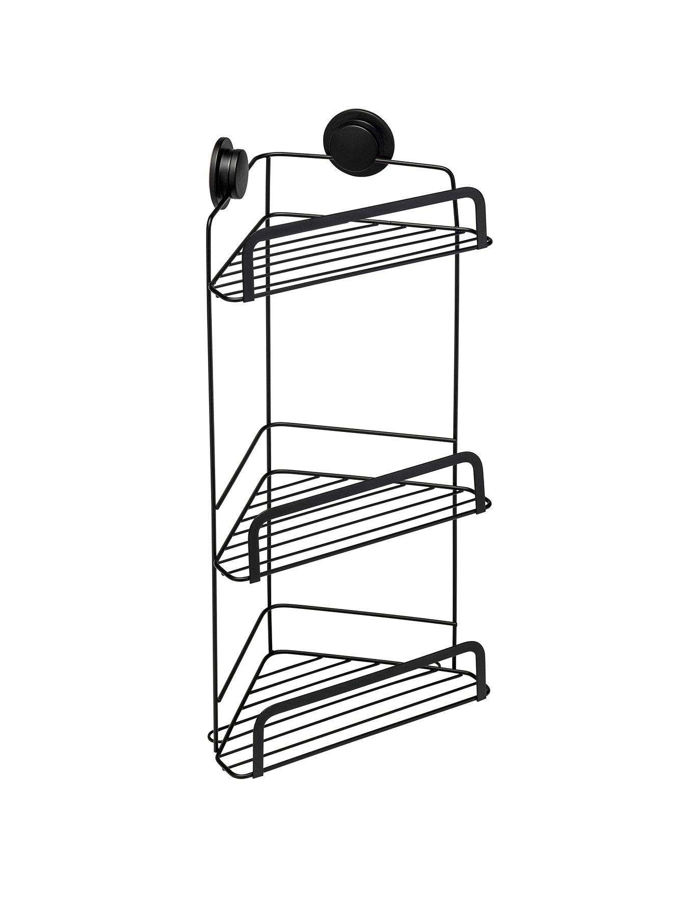 Image 2 of 6 of Croydex Stick &lsquo;n&rsquo; Lock 3-Tier Bathroom Corner Basket