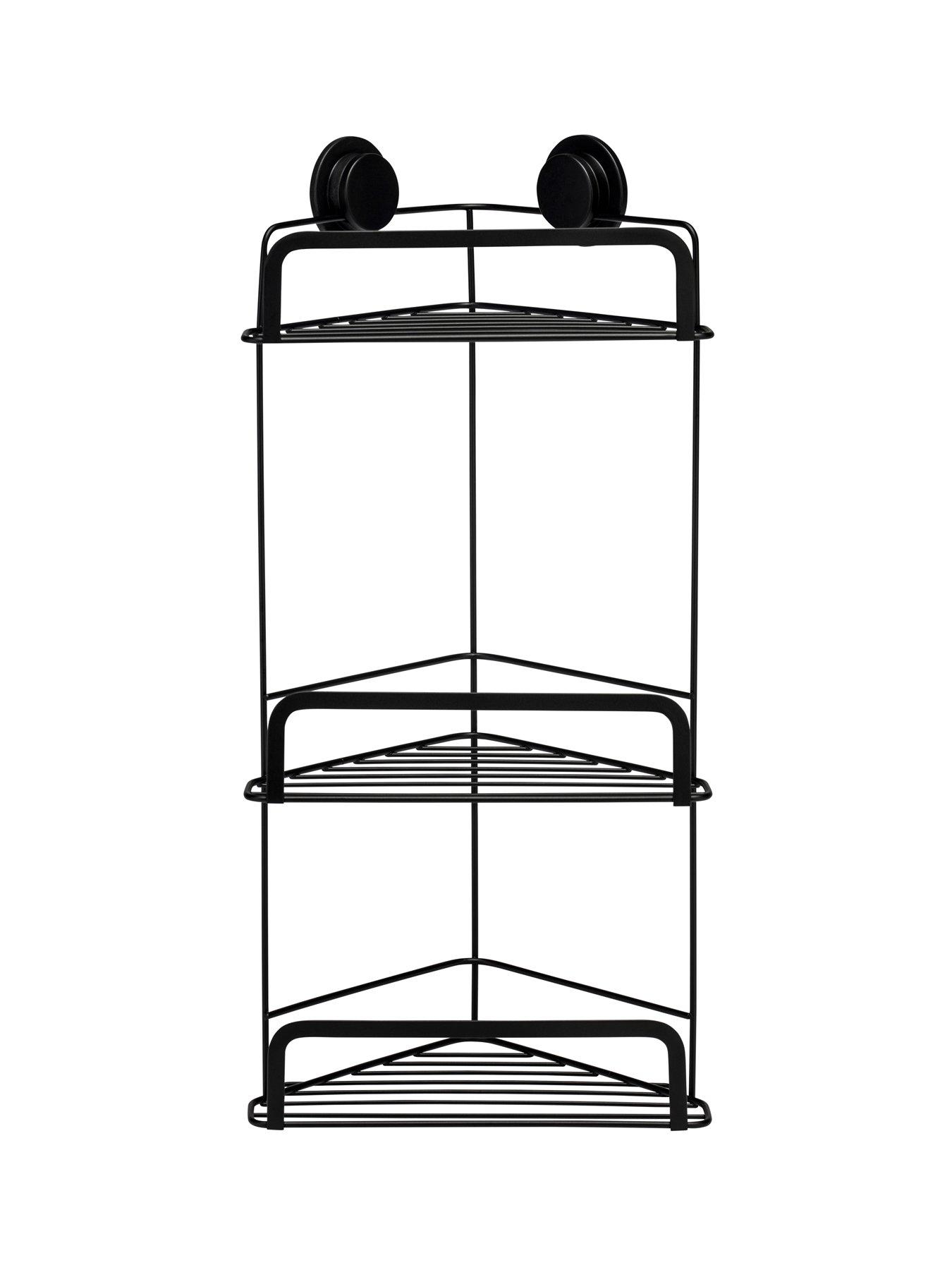 Image 3 of 6 of Croydex Stick &lsquo;n&rsquo; Lock 3-Tier Bathroom Corner Basket