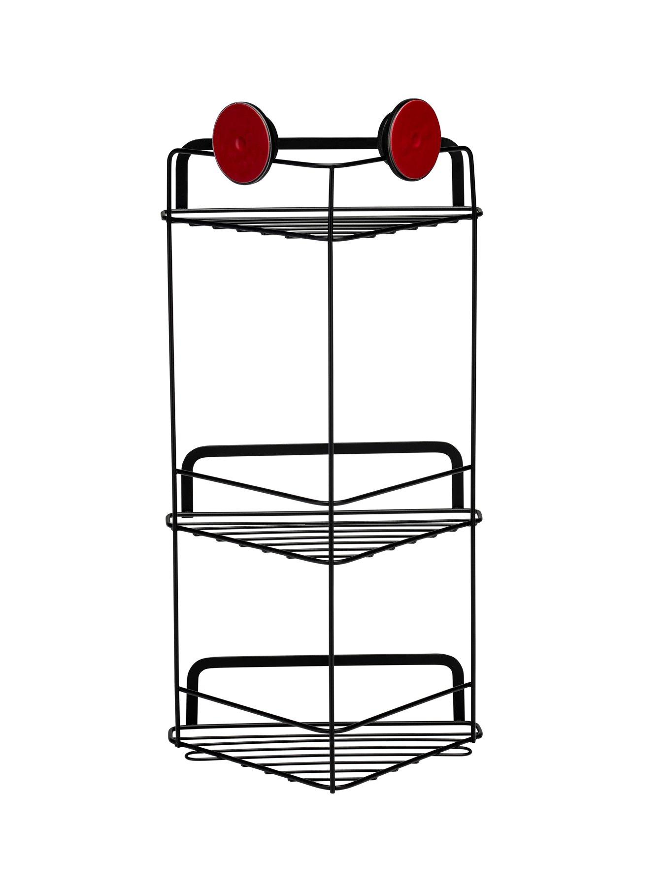 Image 4 of 6 of Croydex Stick &lsquo;n&rsquo; Lock 3-Tier Bathroom Corner Basket