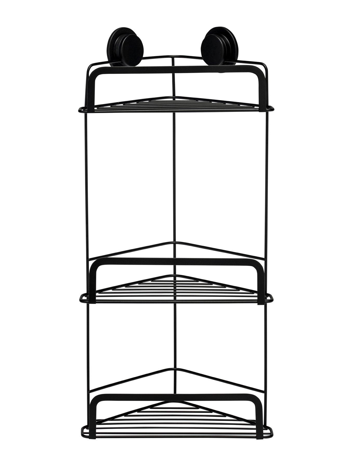 Image 4 of 8 of Croydex Stick &lsquo;n&rsquo; Lock 3-Tier Bathroom Corner Basket