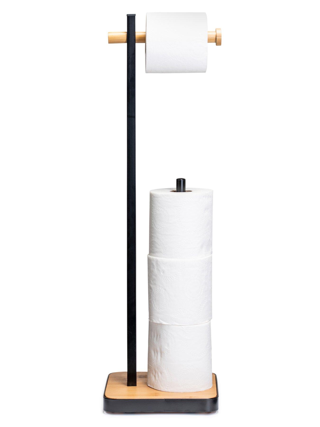 Image 3 of 7 of Croydex Black/Bamboo Freestanding Toilet Paper Holder
