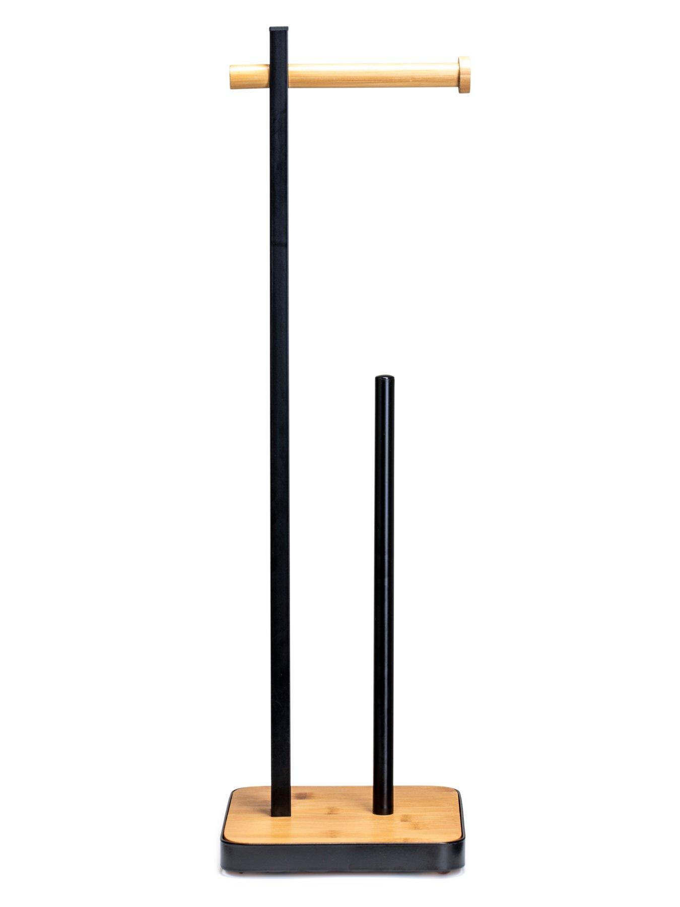 Image 4 of 7 of Croydex Black/Bamboo Freestanding Toilet Paper Holder