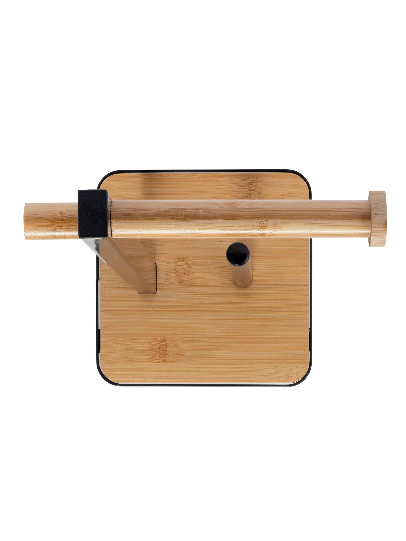 Image 5 of 7 of Croydex Black/Bamboo Freestanding Toilet Paper Holder