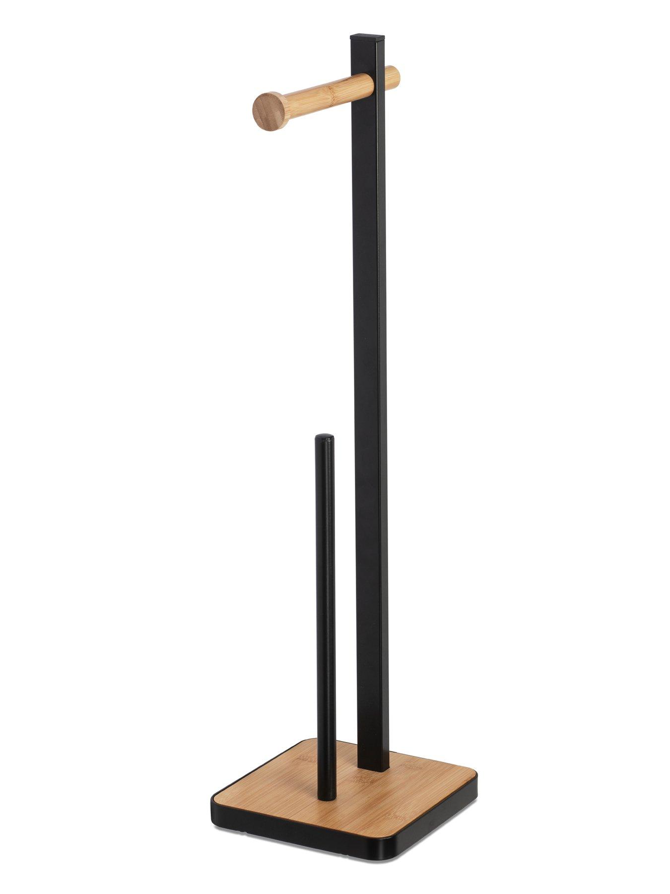 Image 7 of 7 of Croydex Black/Bamboo Freestanding Toilet Paper Holder
