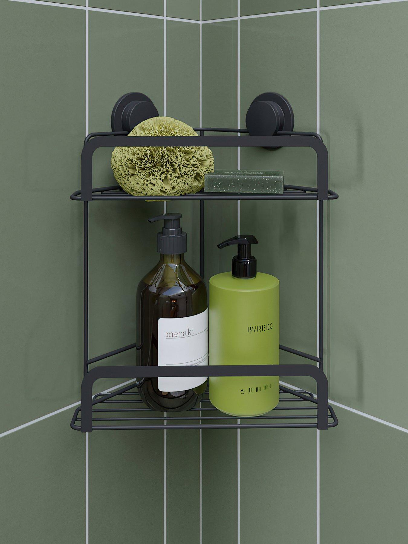 Croydex Stick 'n' Lock 2 Tier Corner Basket