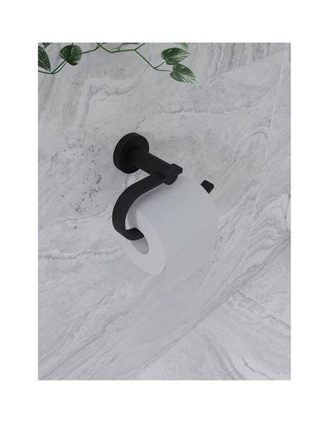 croydex-metra-black-matt-toilet-roll-holder