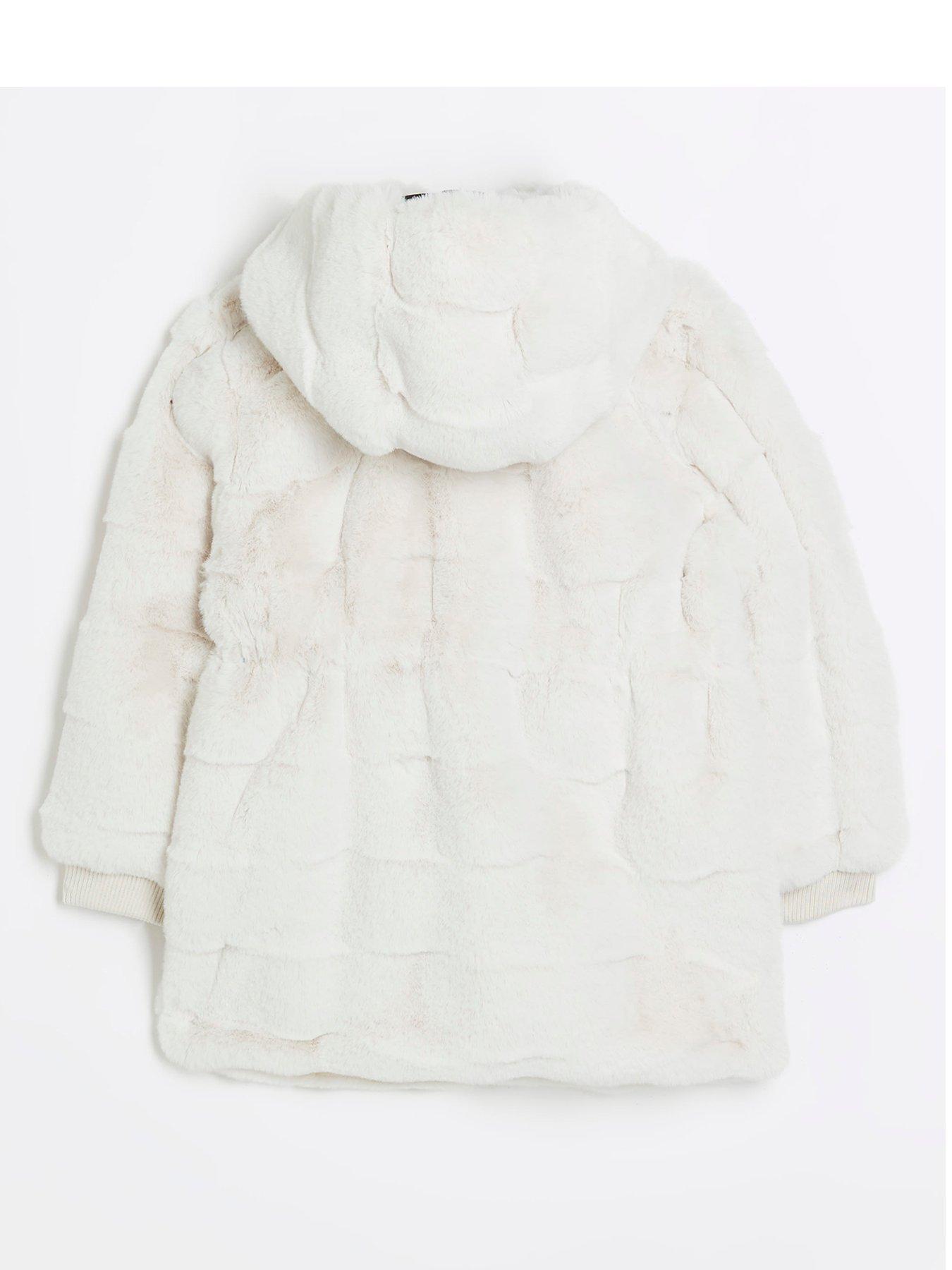 Girls cream fur on sale coat