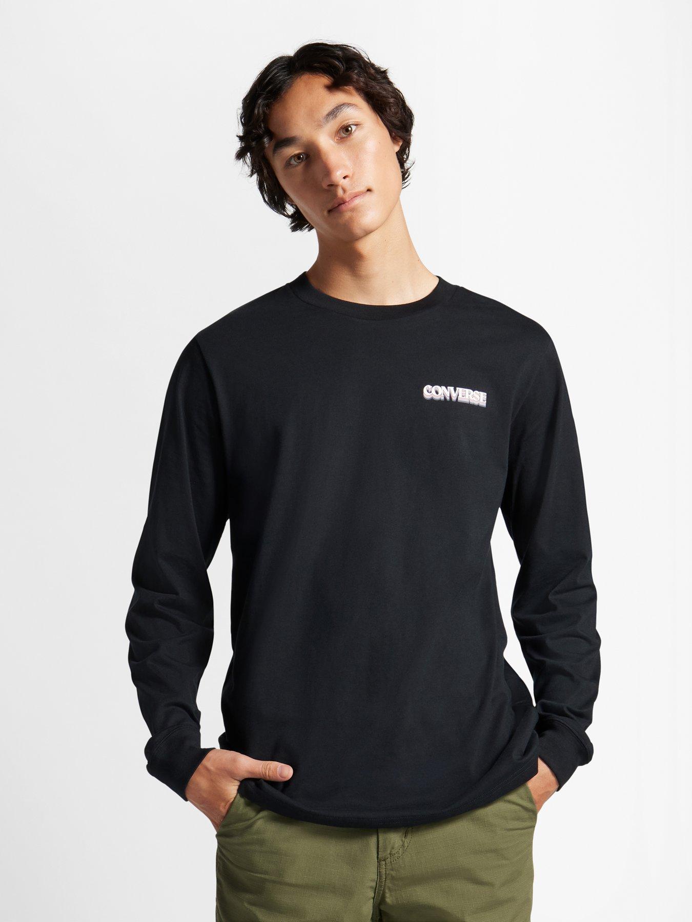 Converse All Star Winter Chill Long-sleeve T-shirt - Black | very.co.uk