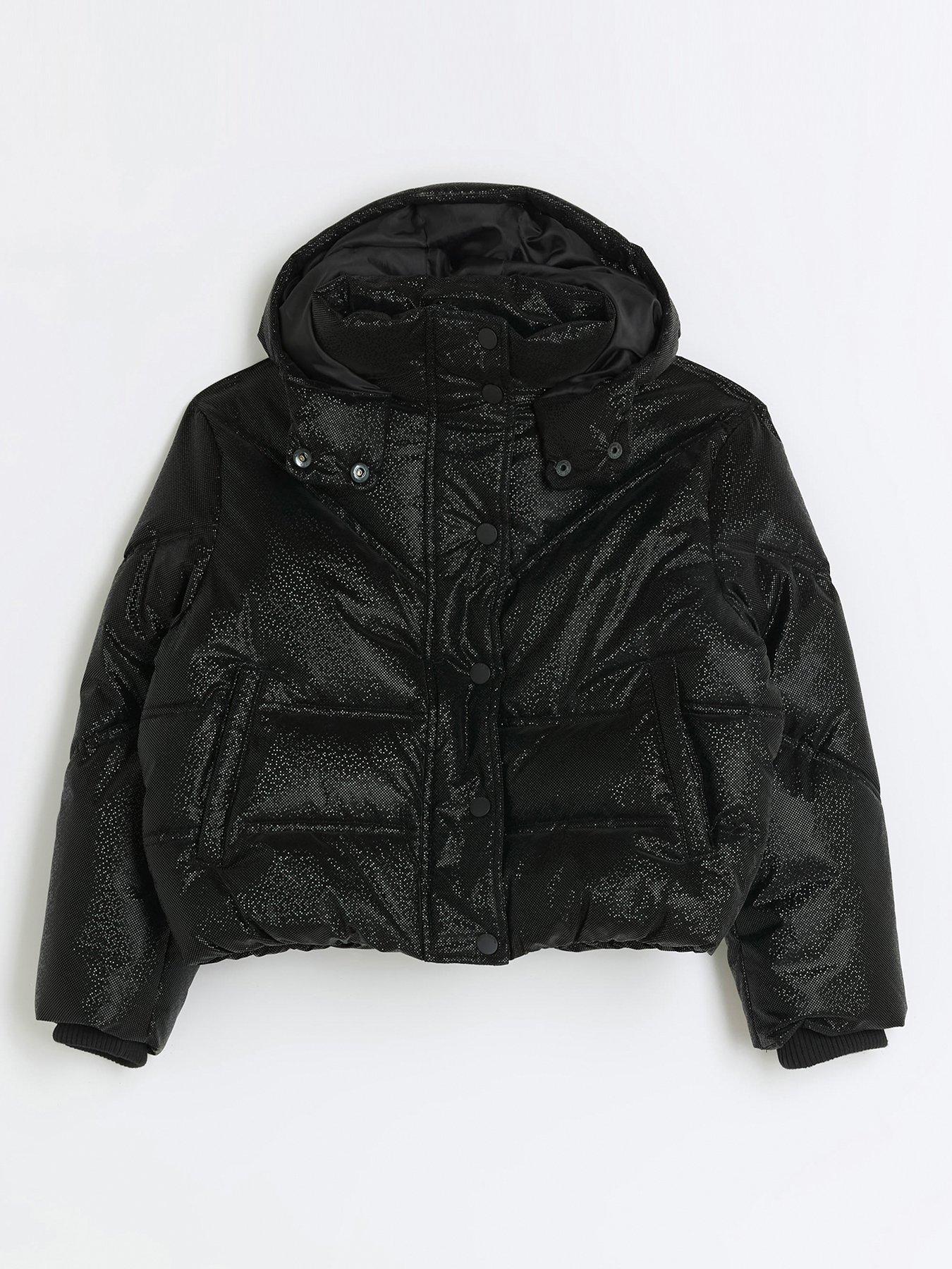 Black puffer clearance jacket river island