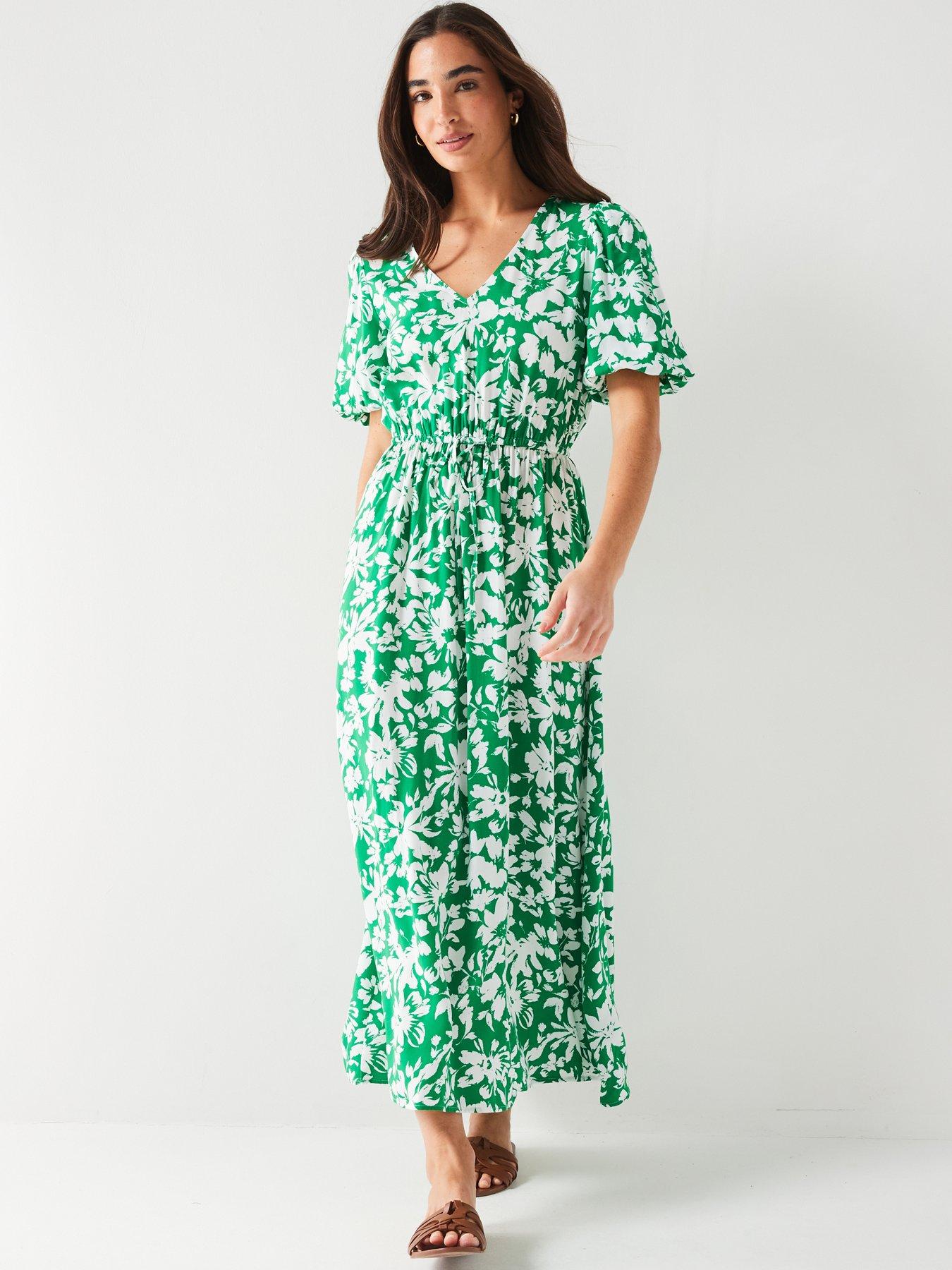 Everyday Floral Print Midaxi Dress - Green | Very.co.uk