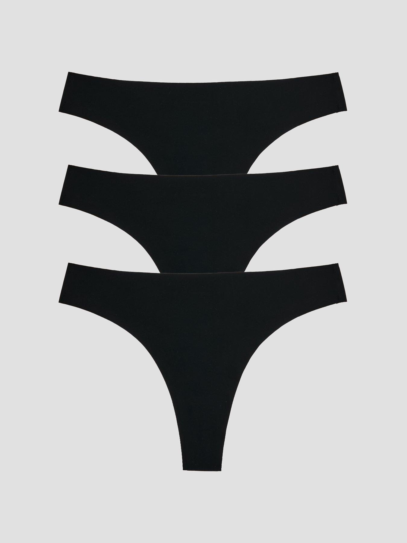 V by Very No Vpl 3 Pack Thong - Black