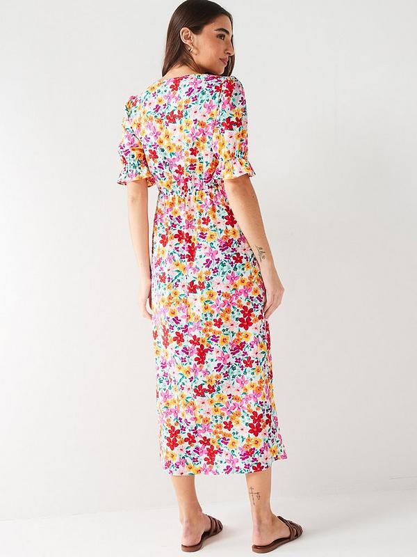 V by Very Floral Print Midi Dress - Multi | Very.co.uk
