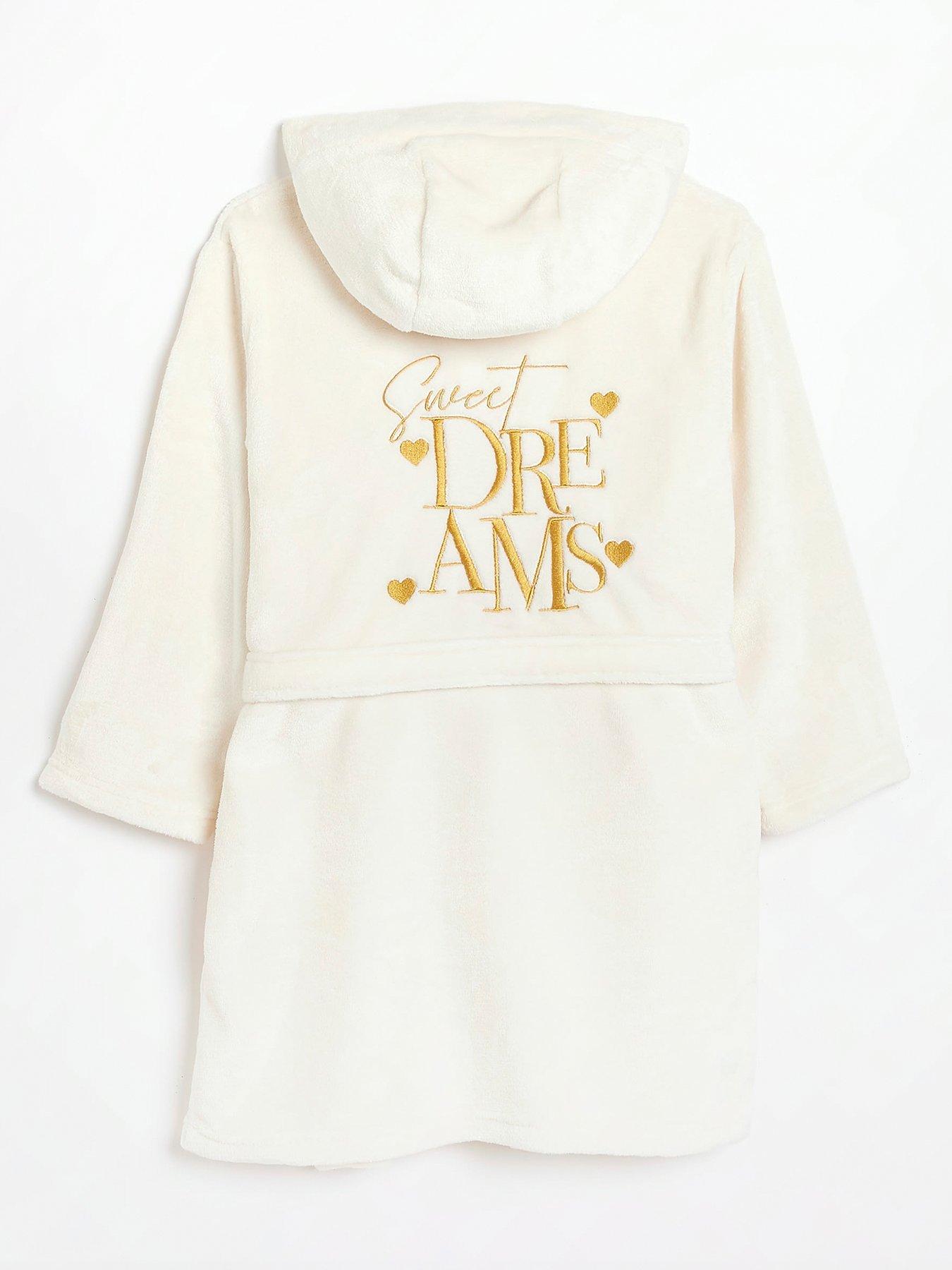 River Island Girls Sweet Dreams Hooded Dressing Gown Cream very.co.uk