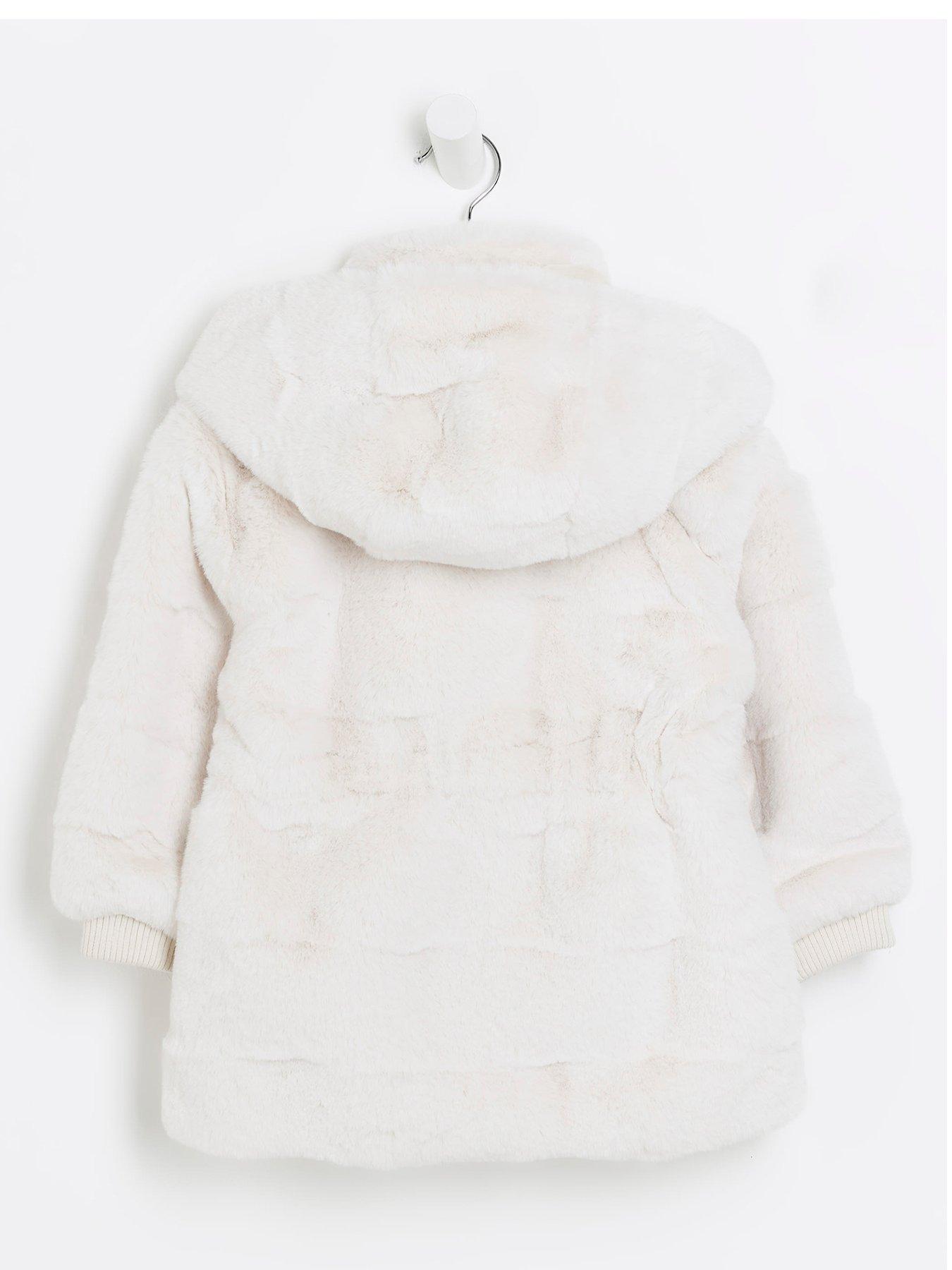 River island white fur coat on sale
