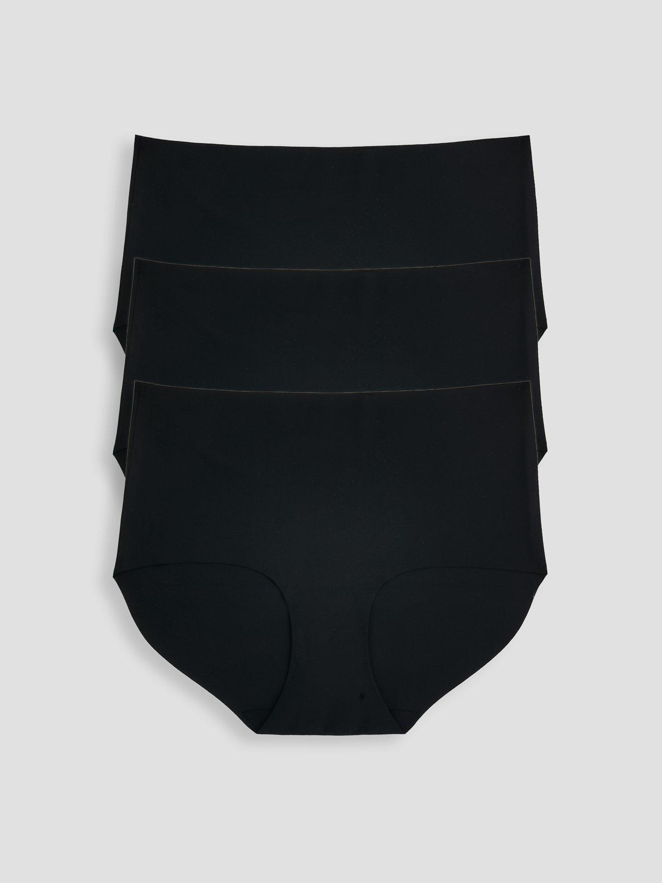 V by Very No Vpl High 3 Pack Waisted Full Brief - Black
