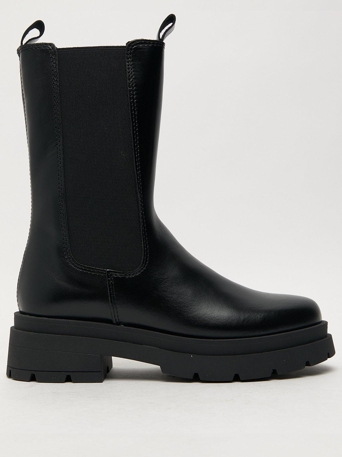 August Leather High Cut Chelsea Boots Black