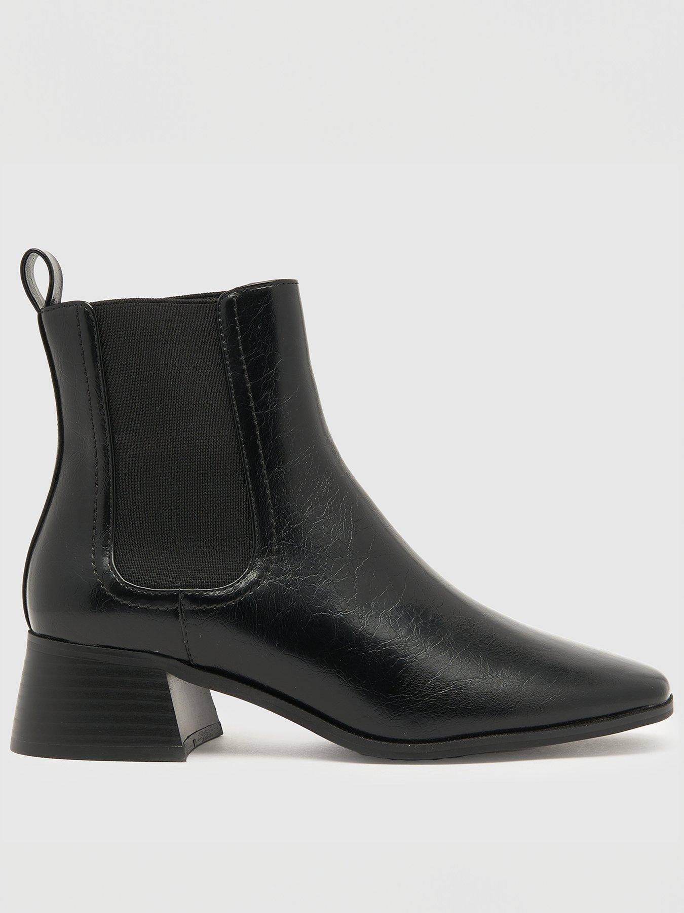 Schuh Brooke Block Heel Chelsea Ankle Boot - Black | very.co.uk