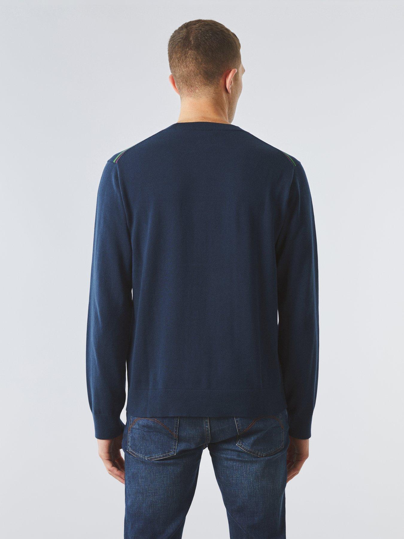 Pretty Green Cotton Tipped Crew Knit Jumper - Navy | Very.co.uk