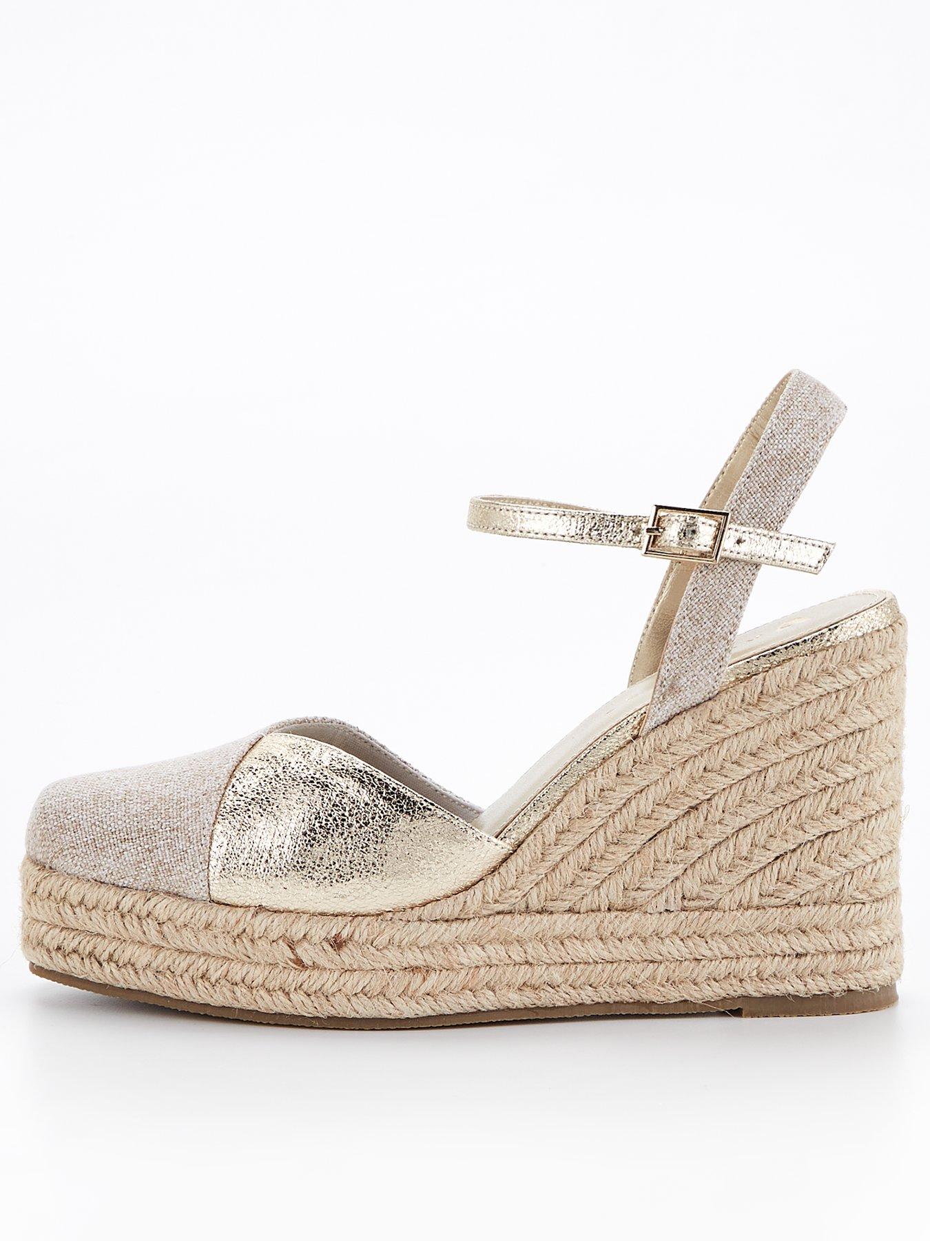 V by Very Closed Toe 2 Part Wedge - Natural | Very.co.uk