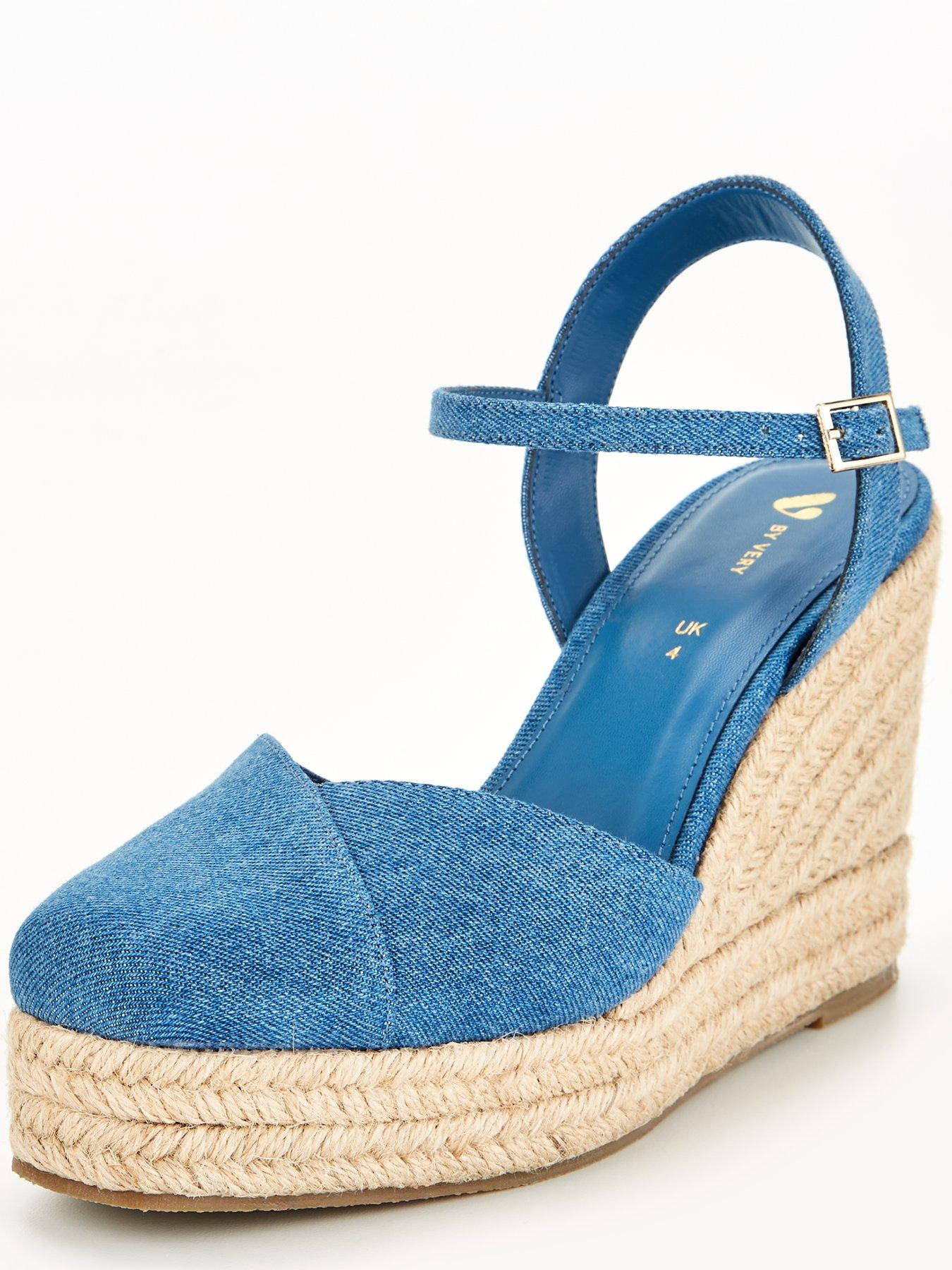 V by Very Closed Toe 2 Part Wedge - Blue | Very.co.uk