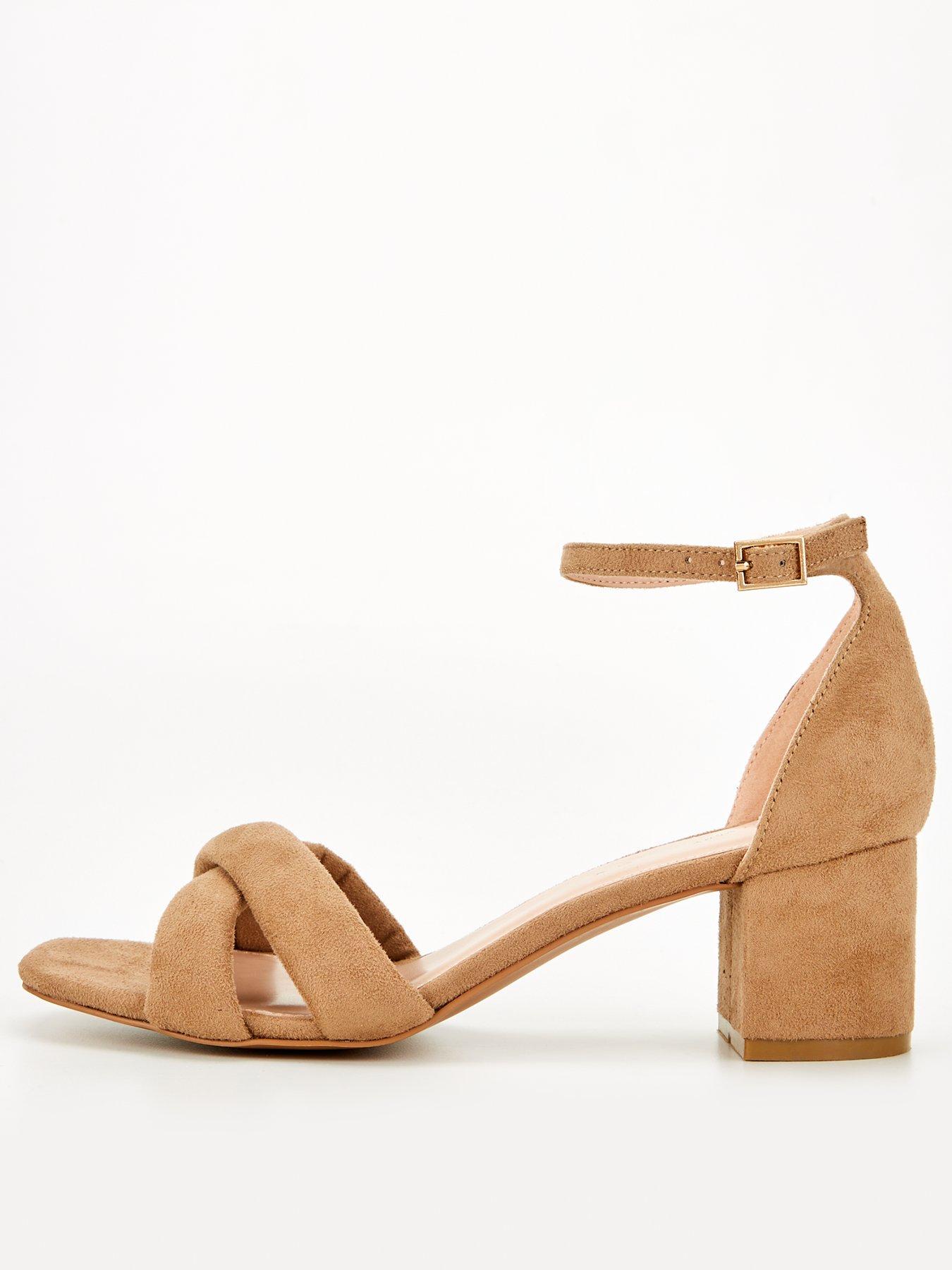 V by Very Wide Fit Block Heel Sandal - Taupe