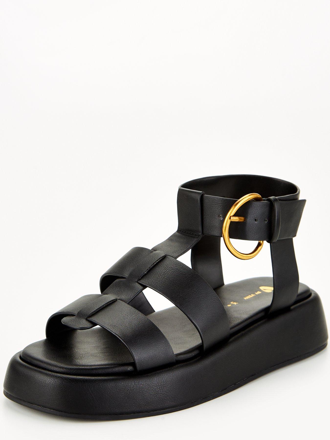 V by Very Gladiator Flatform Sandal Black Very