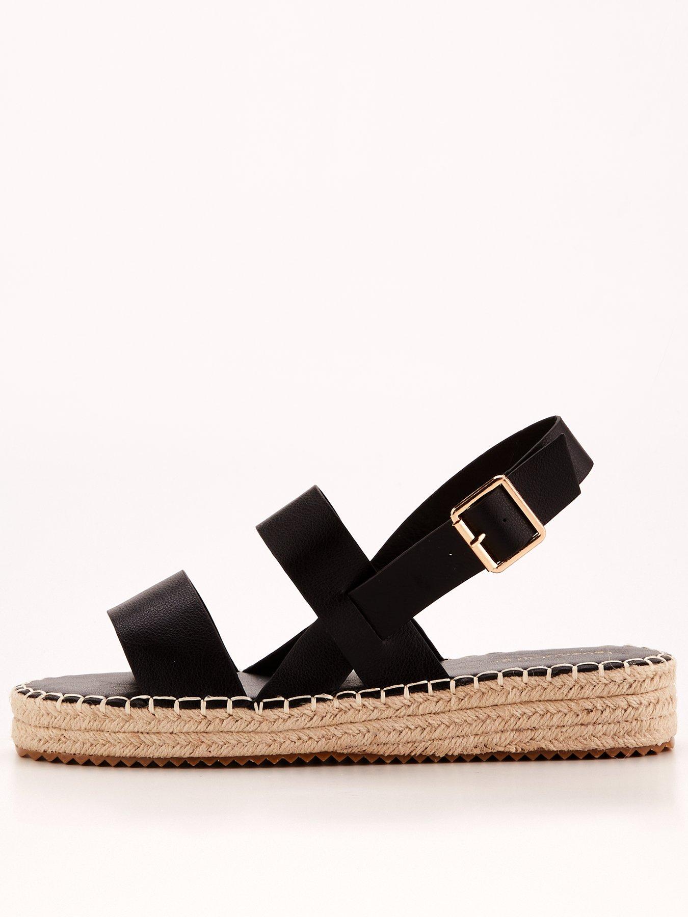 Everyday Wide Fit Ankle Strap Wedge Sandal - Black | Very.co.uk