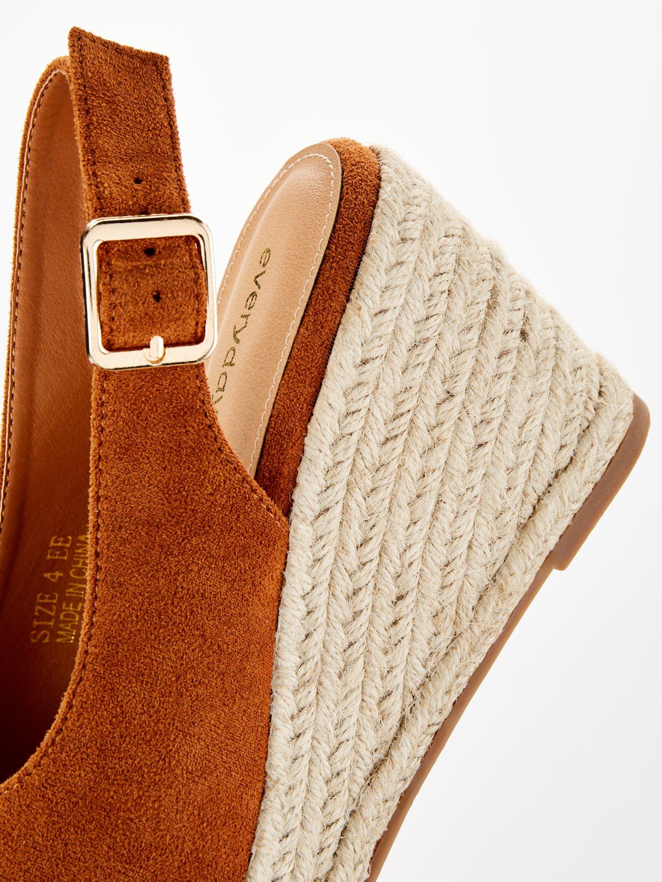 Wide fit brown wedges sales