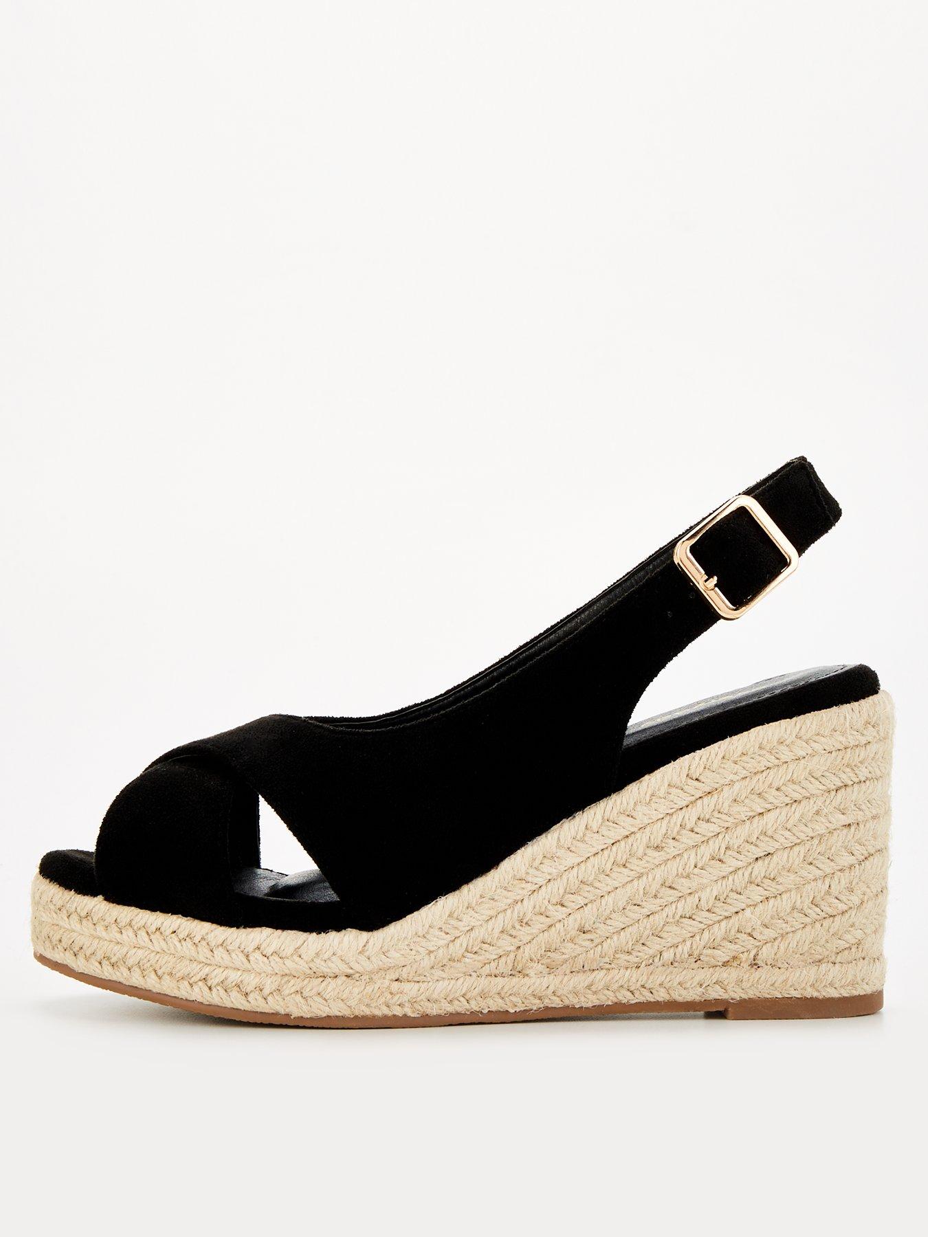 Black slingback wedges hotsell