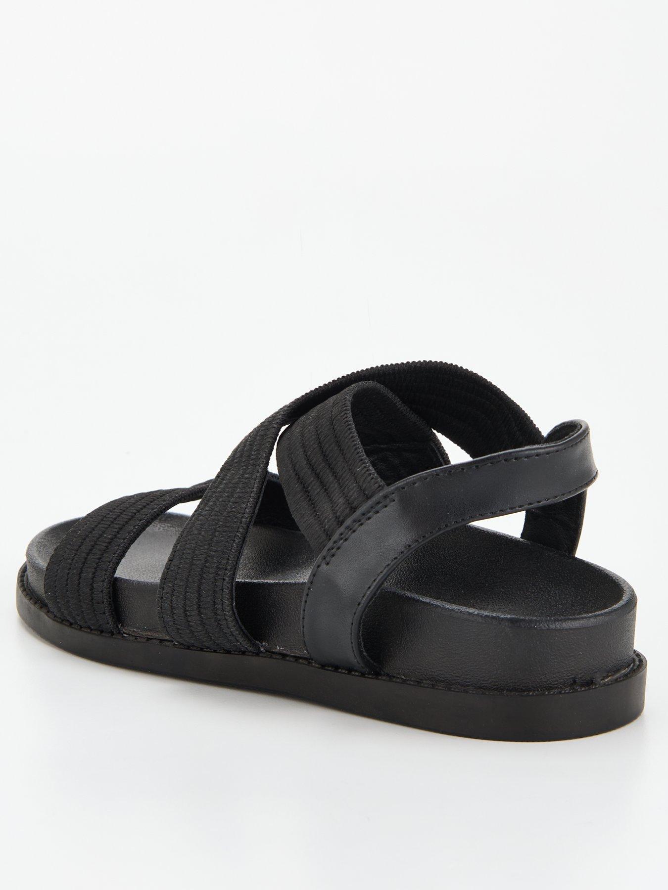 Wide Fit Elastic Strap Sandal Black