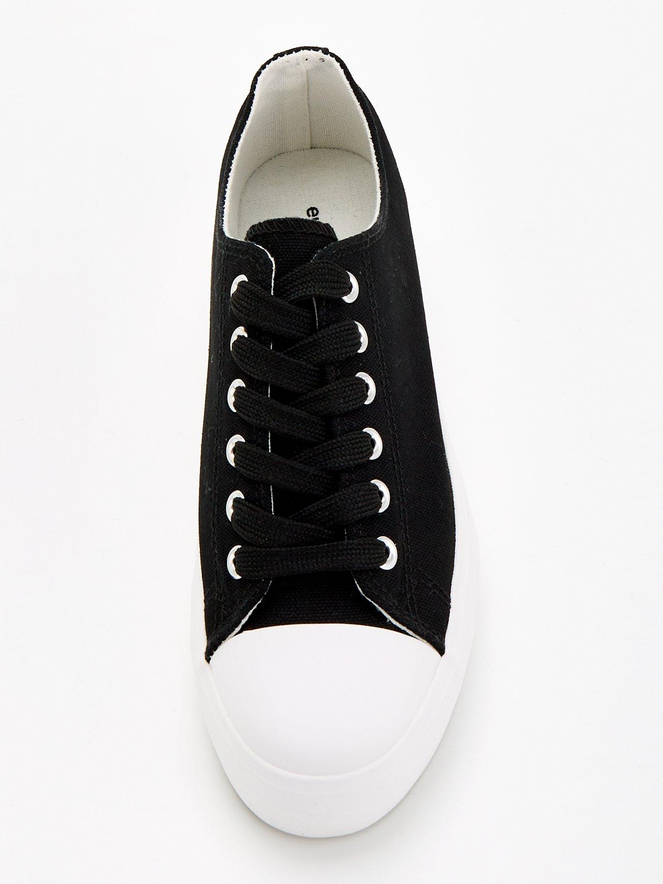 Black canvas lace up sneaker best sale