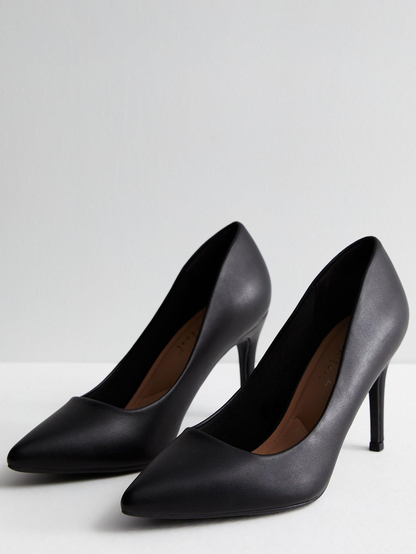 Black leather hot sale stiletto court shoes