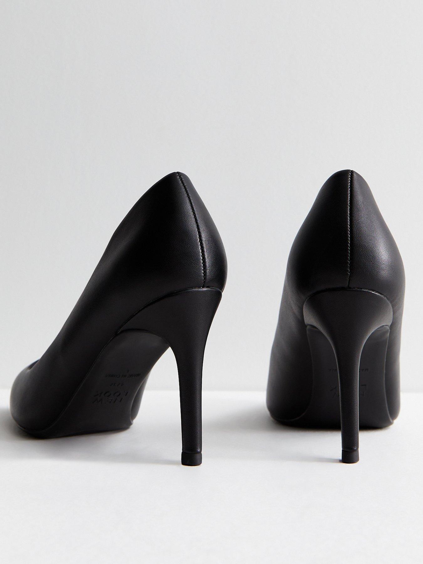 Black leather stiletto court hot sale shoes