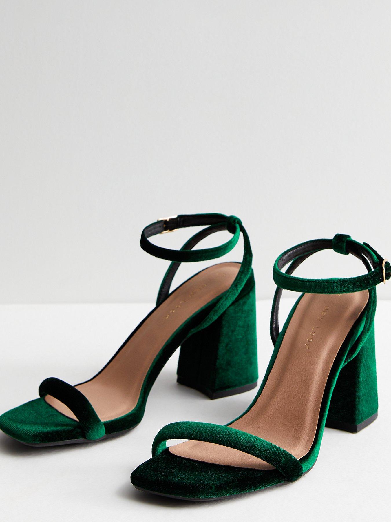 Dark green block store heels