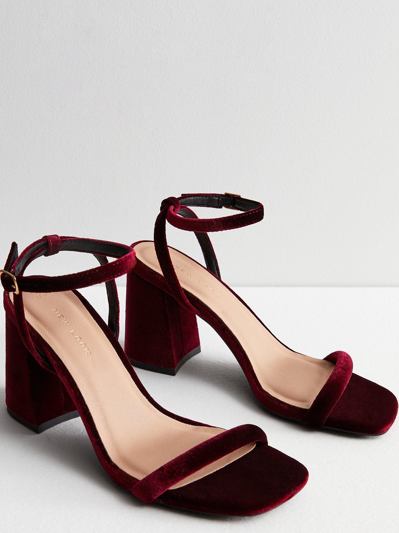 Burgundy block heel online sandals