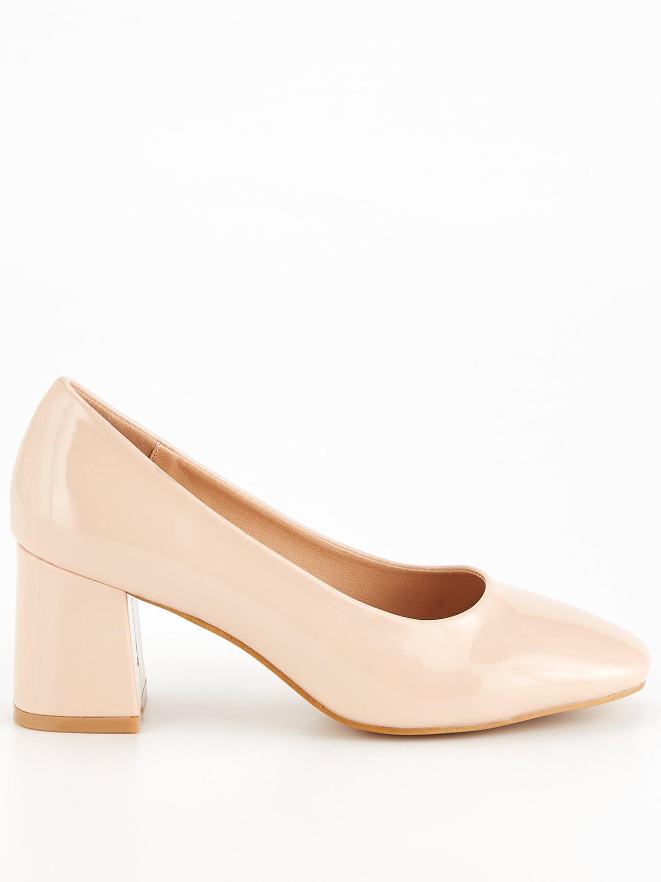 Everyday Wide Fit Block Heel Court Shoe Natural Very