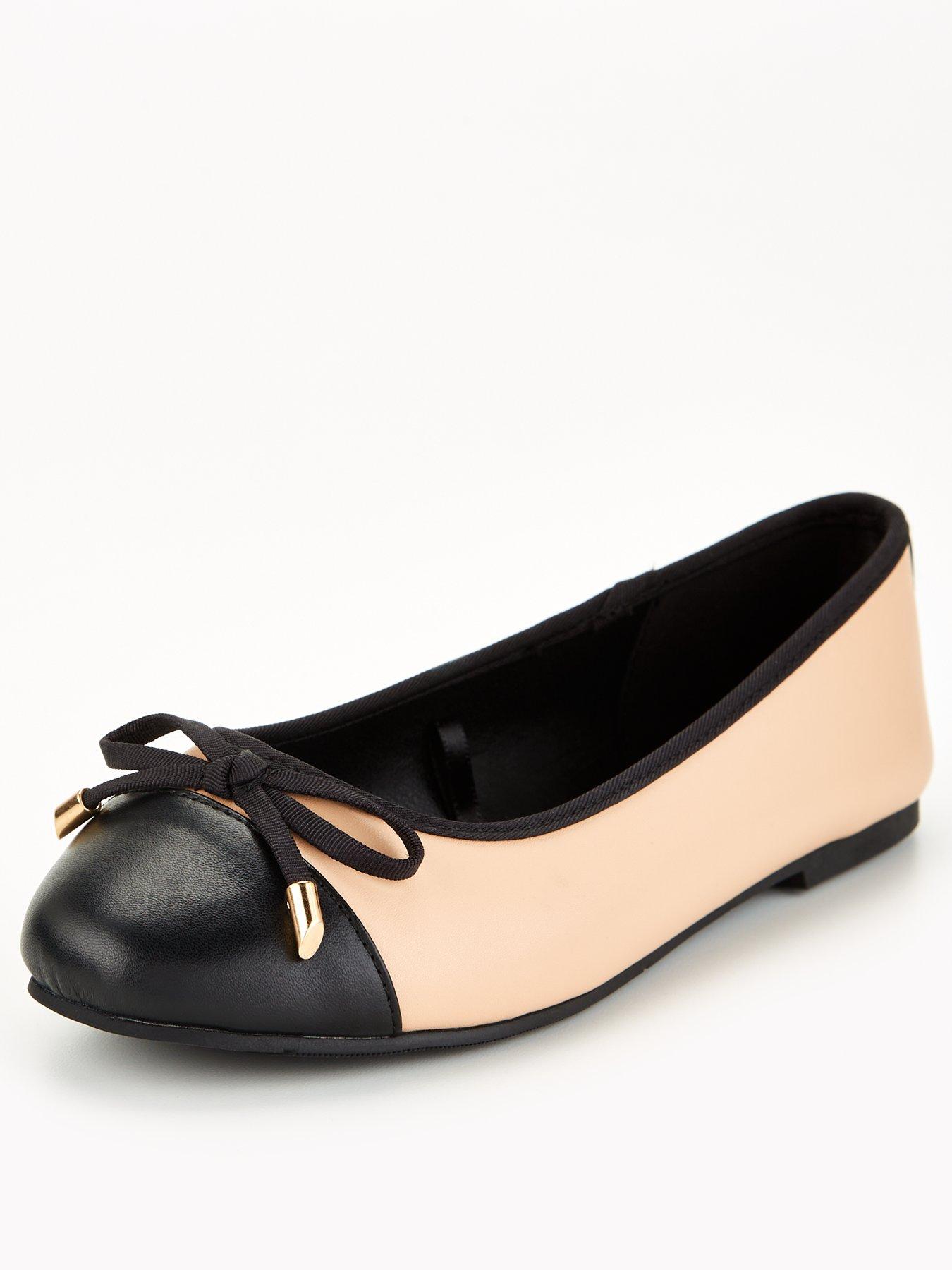 undefined Extra Wide Fit Round Toe Ballerina - Brown