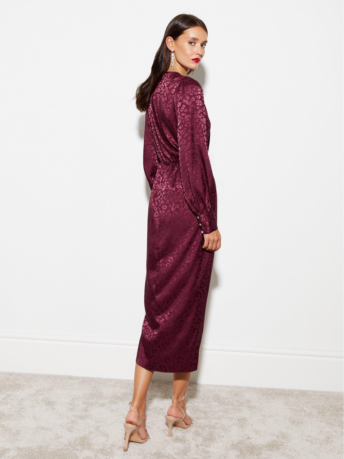 Maroon leopard clearance print dress