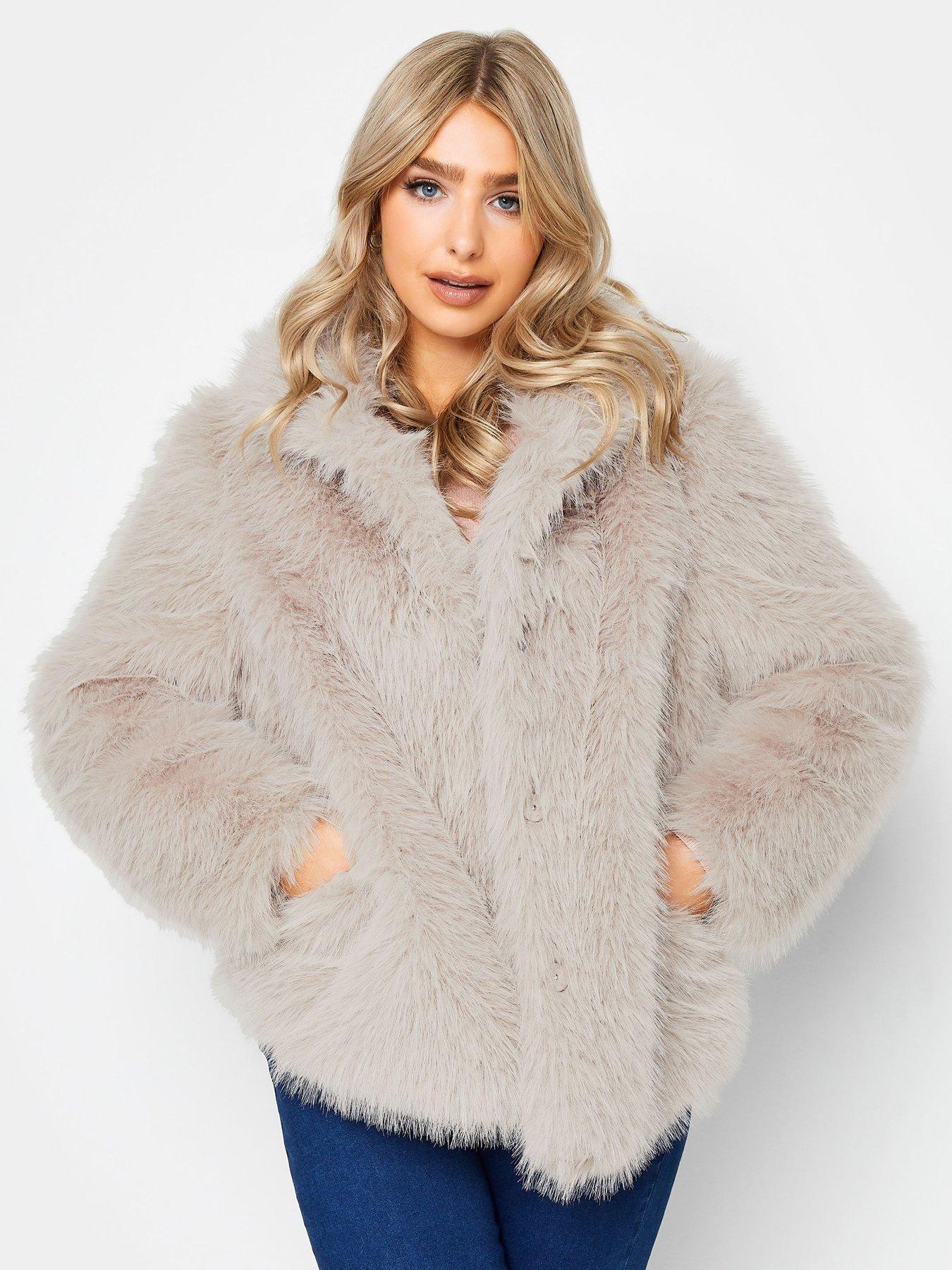 Long sleeve outlet faux fur jacket