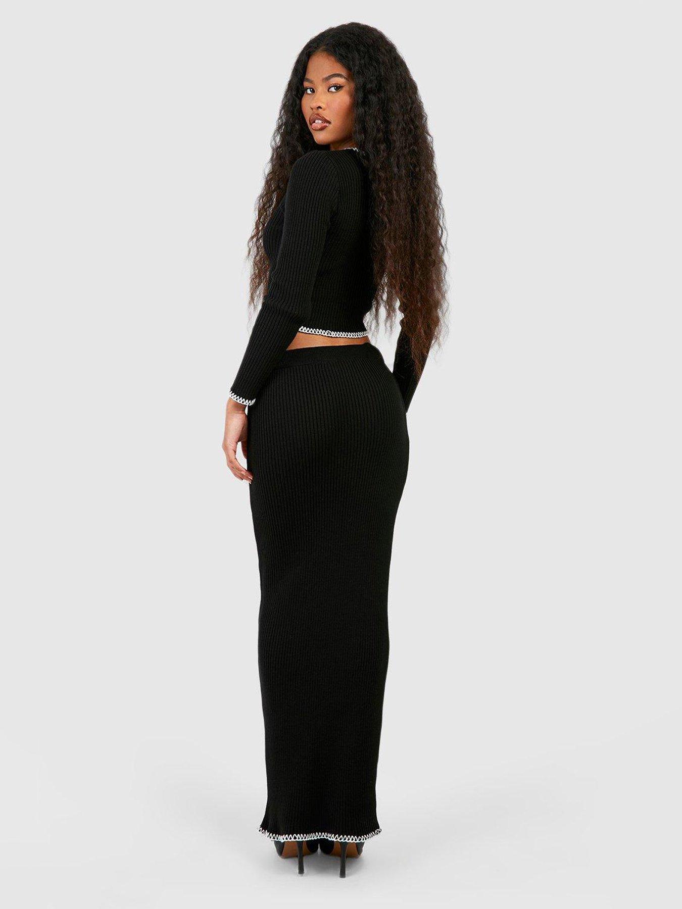 Black knitted outlet maxi skirt