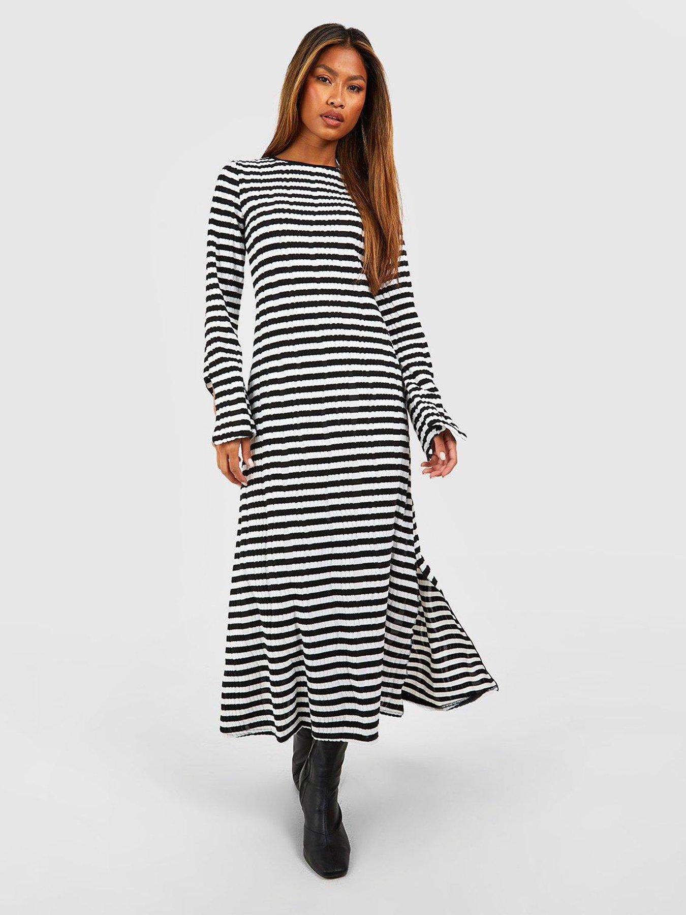 Boohoo stripe slinky midi 2024 dress