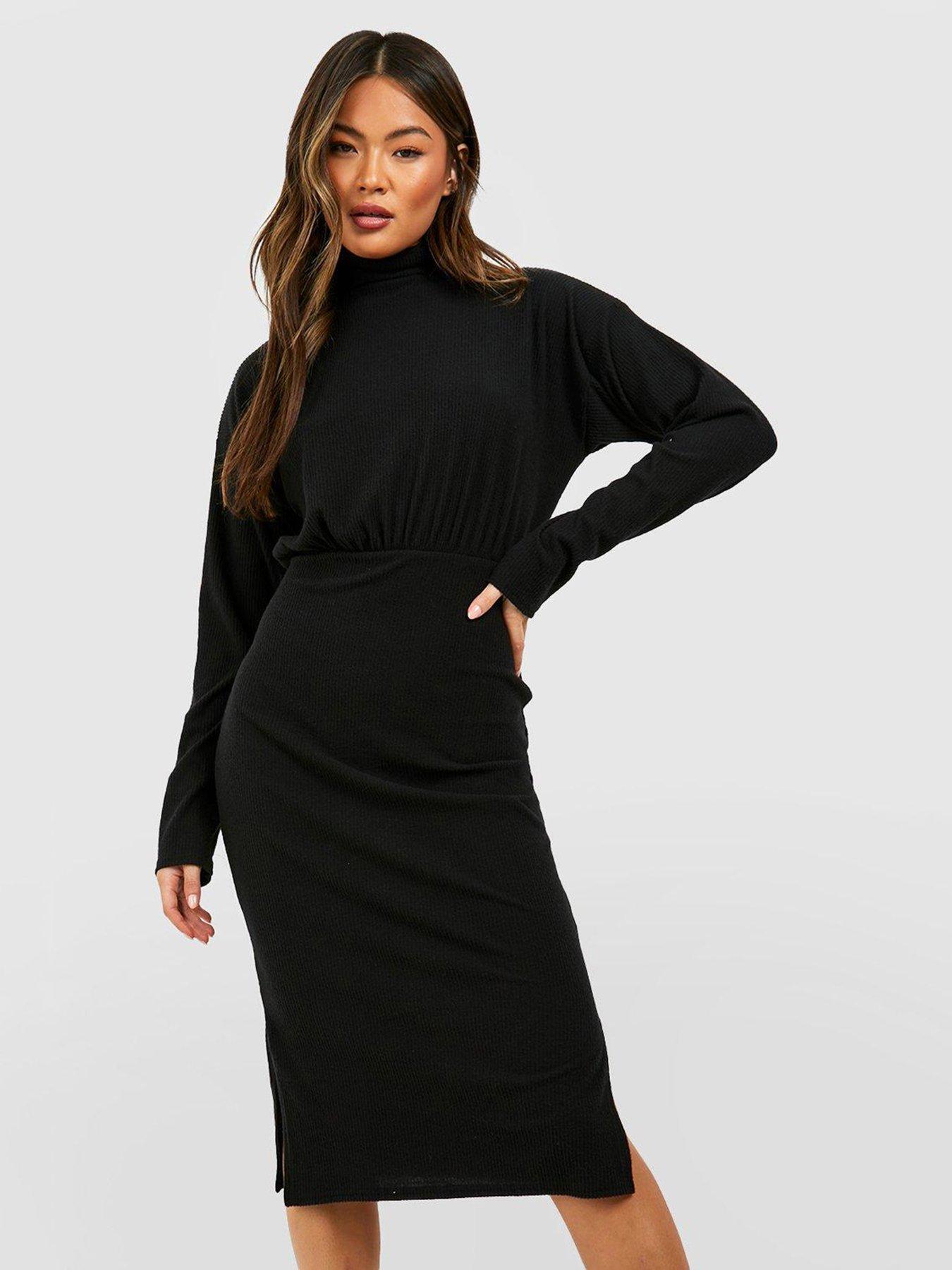 Black roll neck midi dress best sale