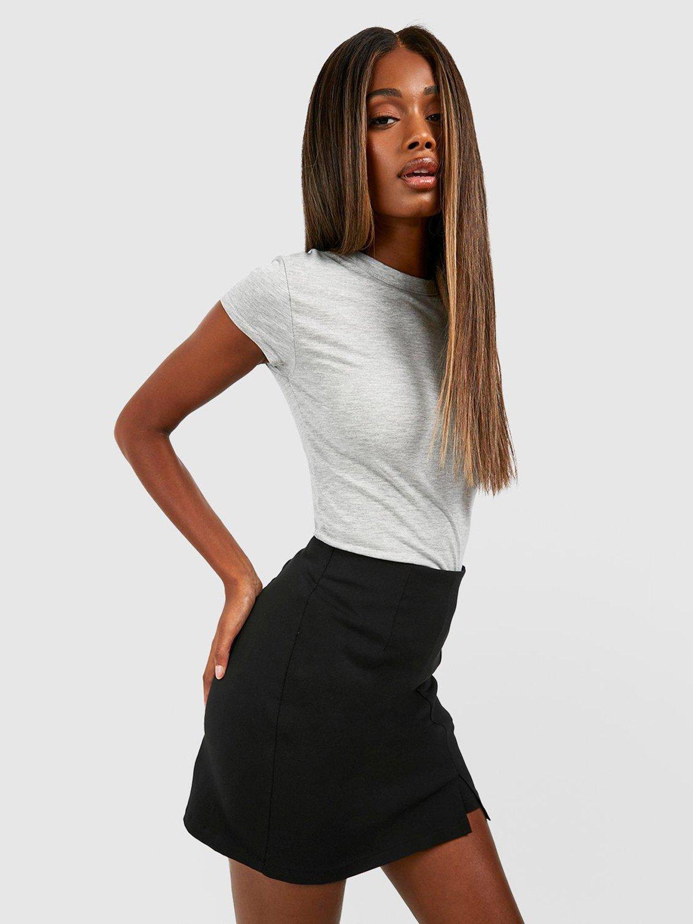 Boohoo Crepe Split Front Skort - Black | Very.co.uk