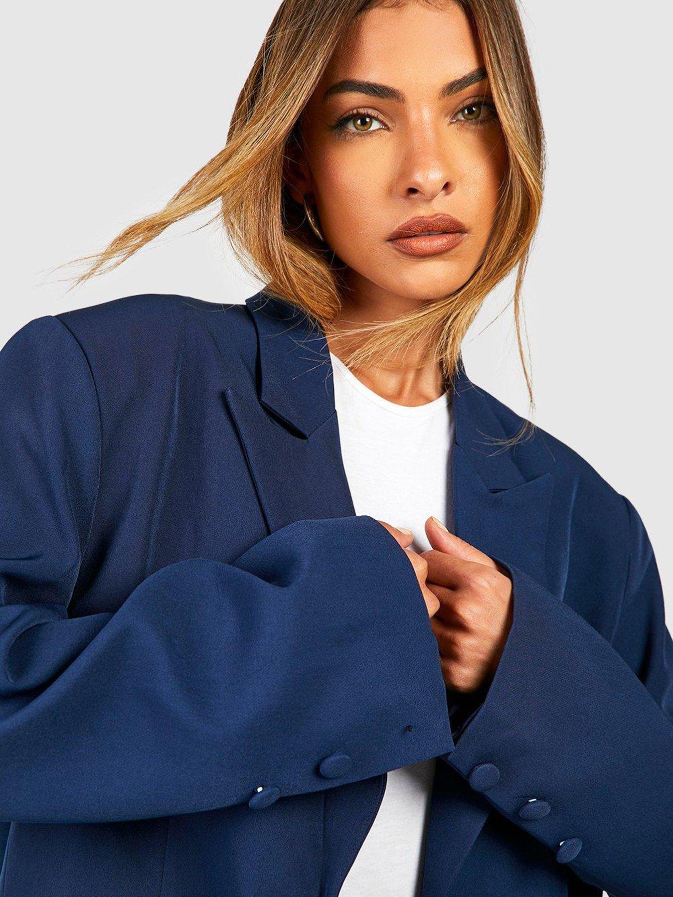 Boohoo navy blazer hot sale