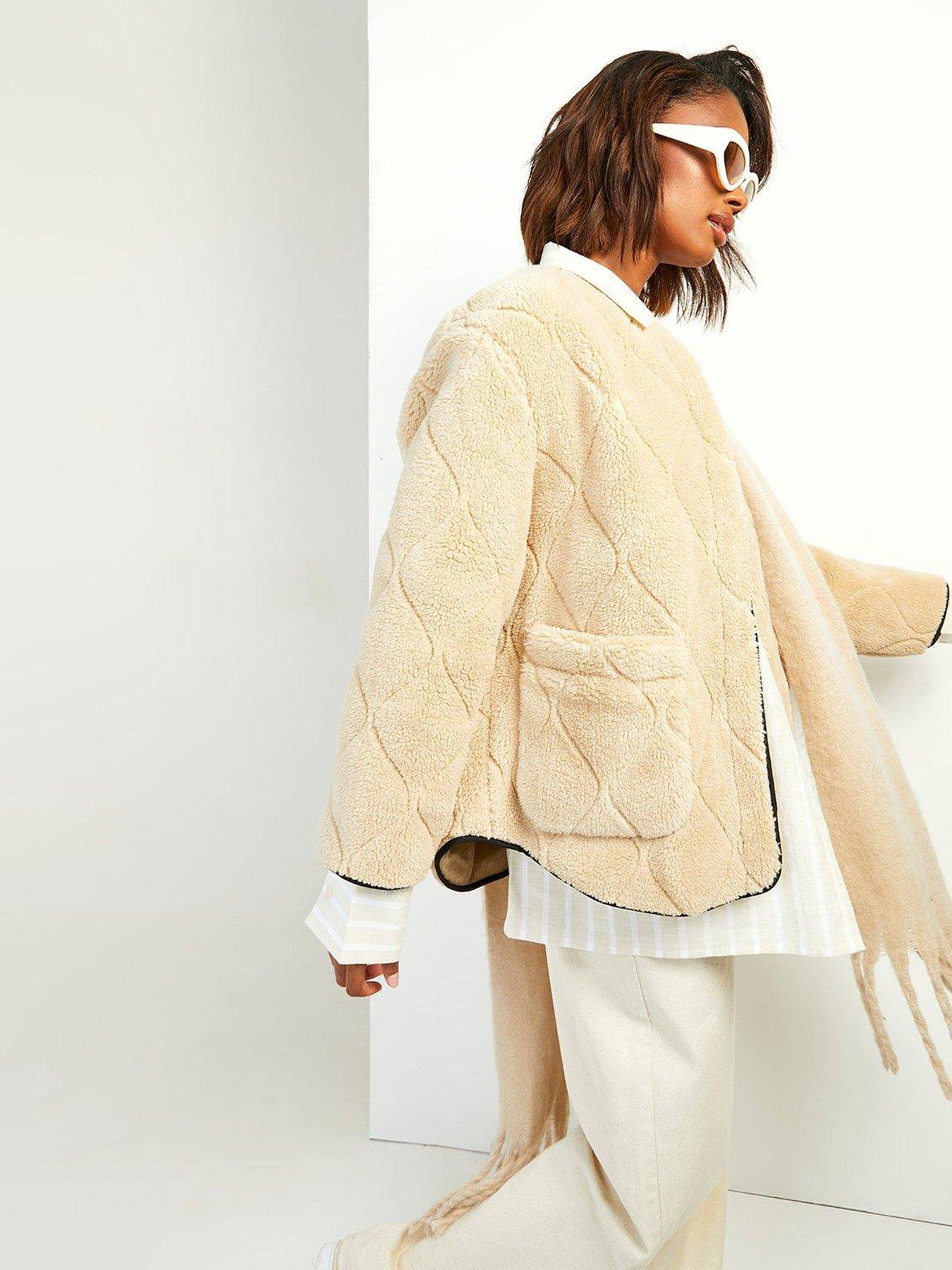 undefined Onion Quilted Faux Fur Teddy Jacket - Beige