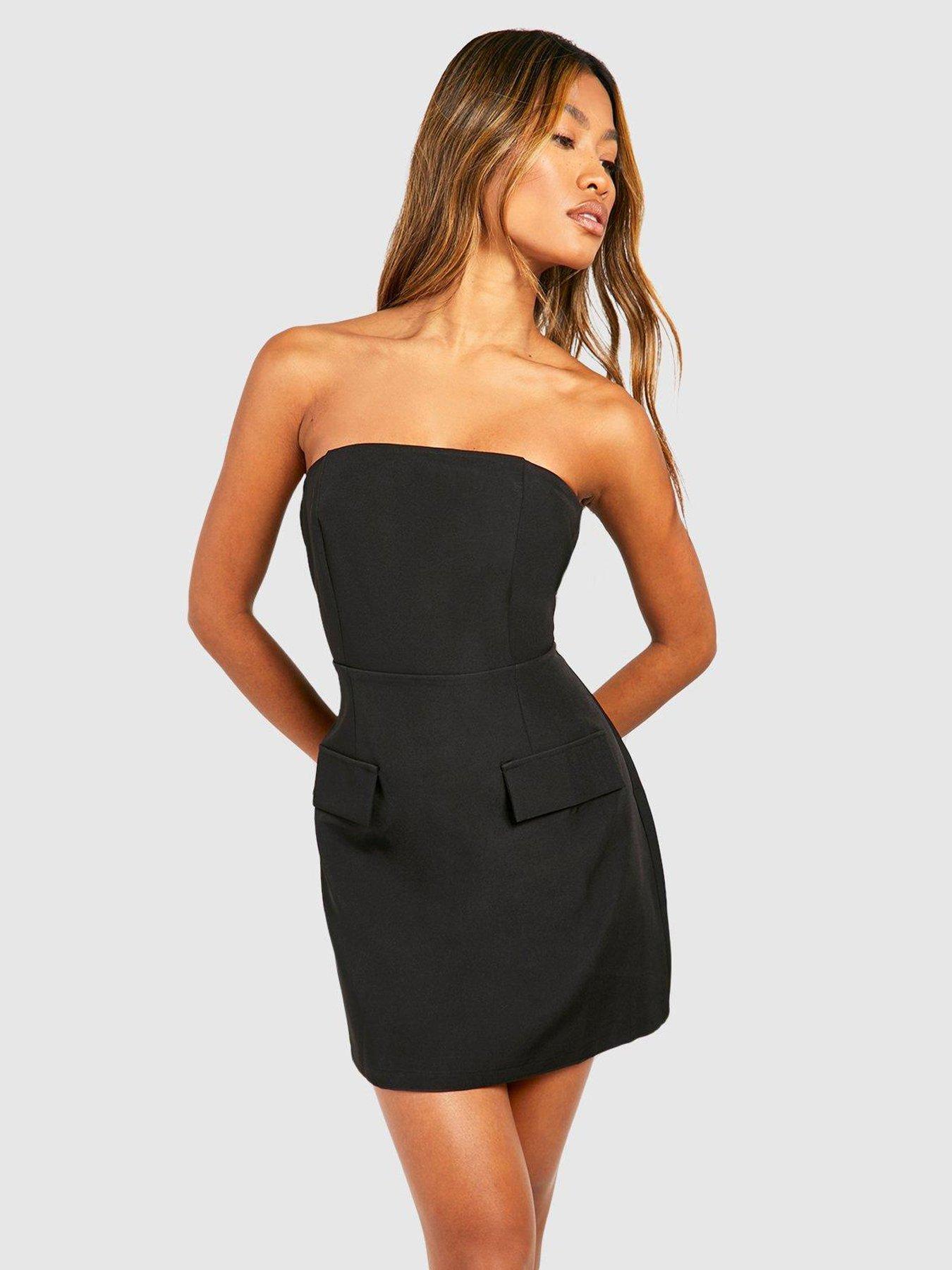 boohoo-bandeau-mini-dress-black