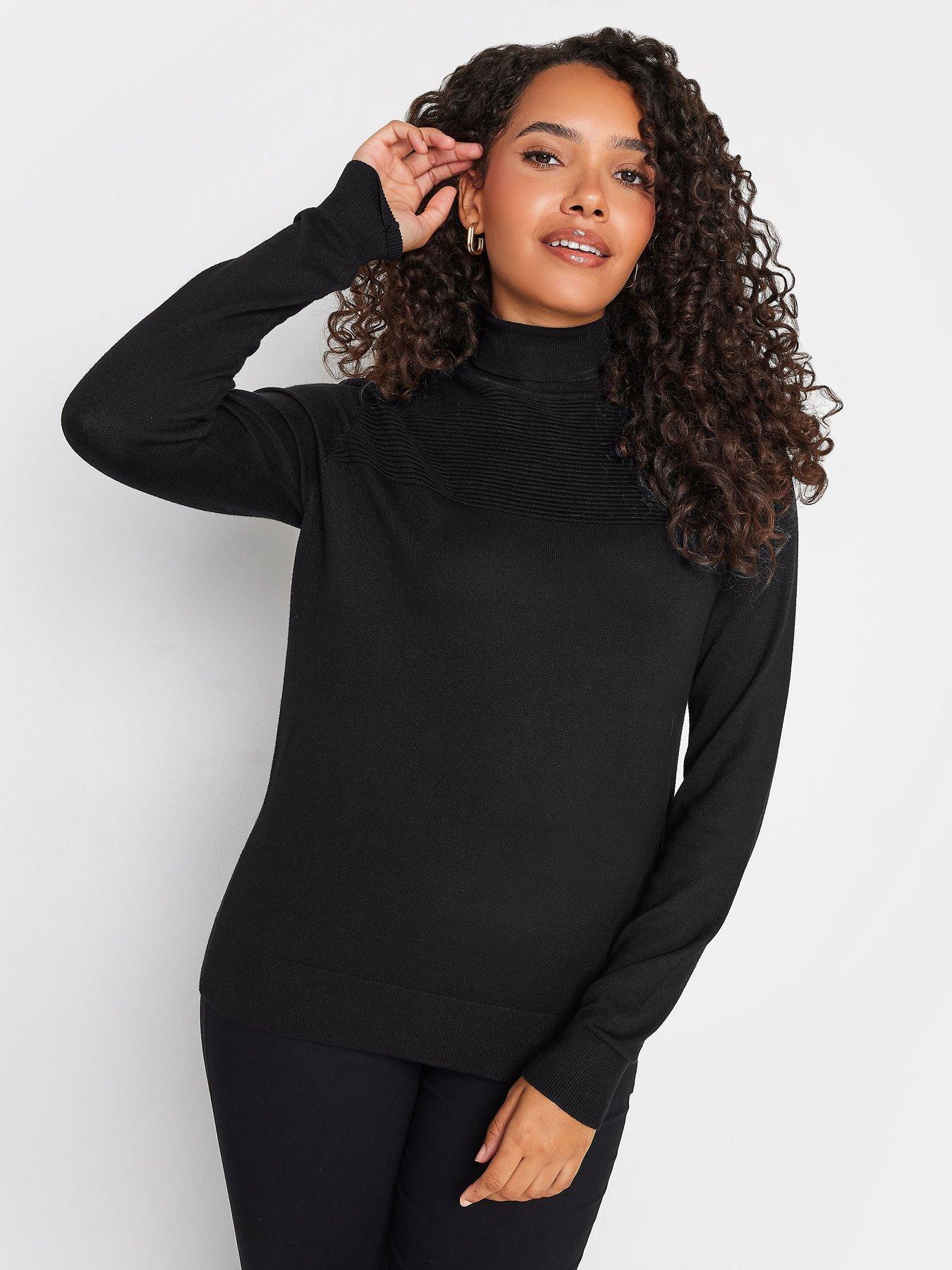 Black roll neck hot sale jumper womens uk