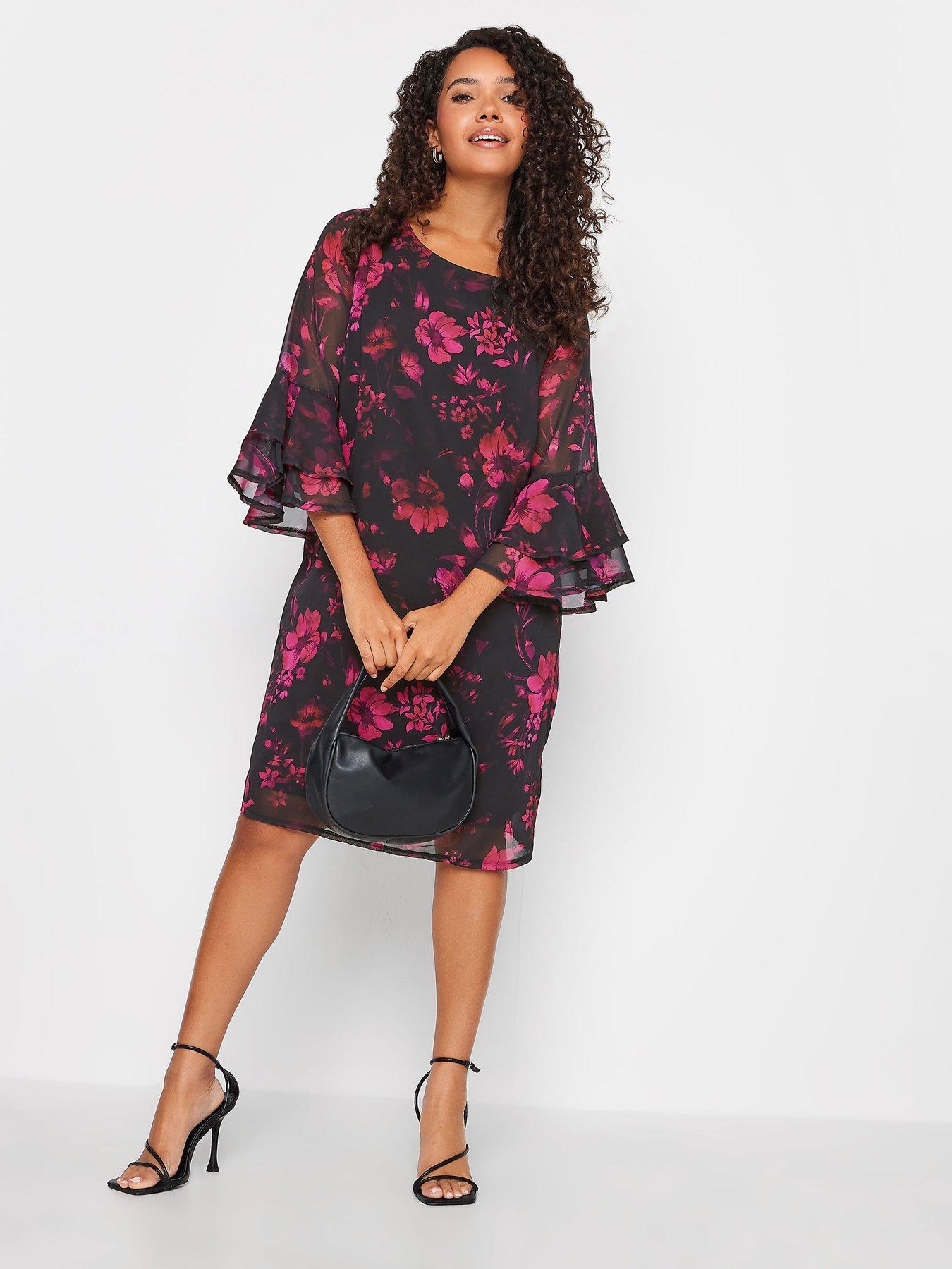 M&Co Floral Flute Sleeve Shift Dress | very.co.uk