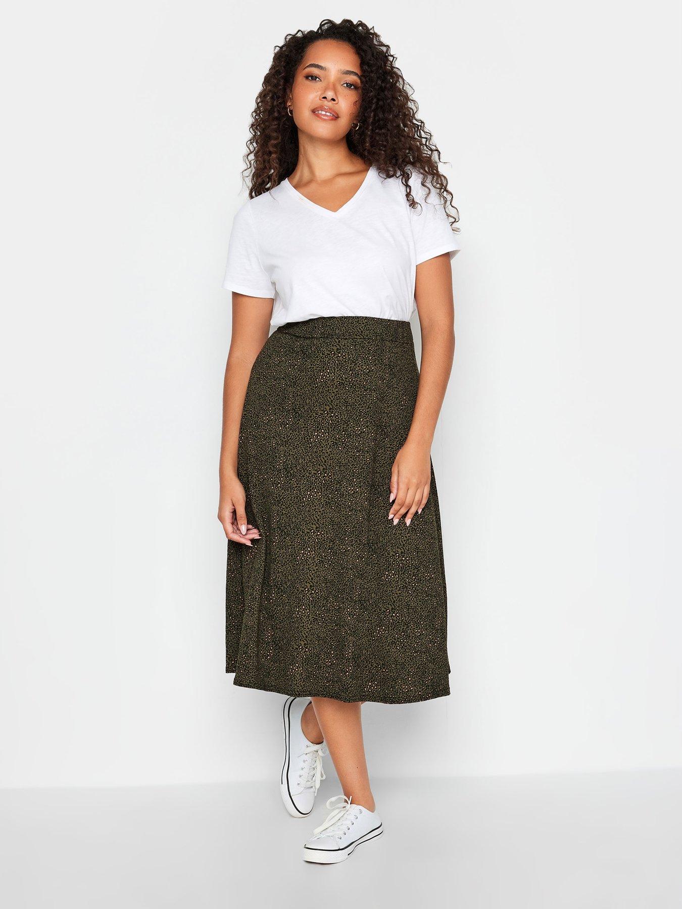 M Co Animal Print Jersey Midi Skirt Khaki very